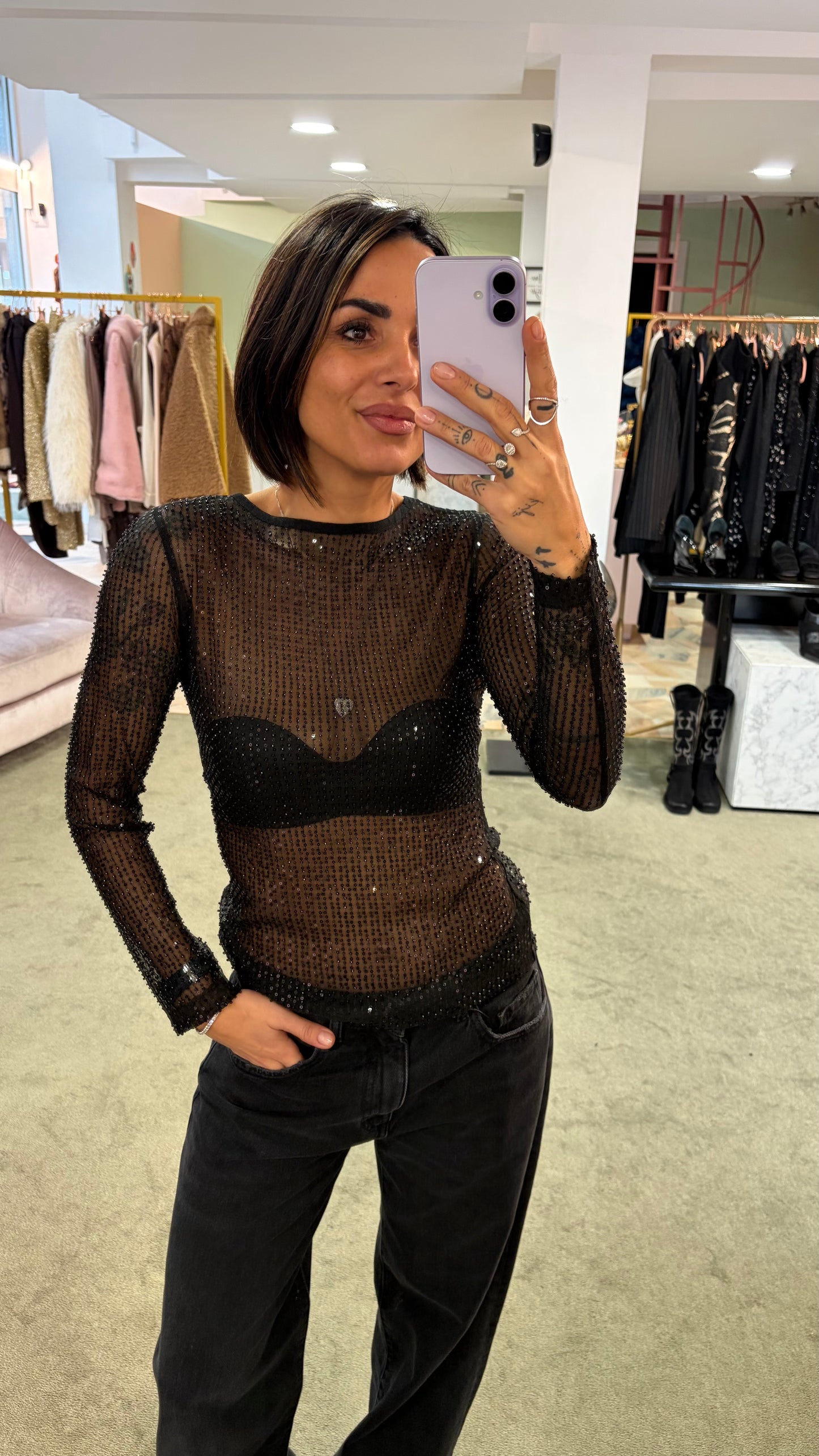 Maglia nera trasparente crystal fr
