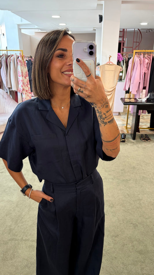 Camicia blu notte manica corta sl