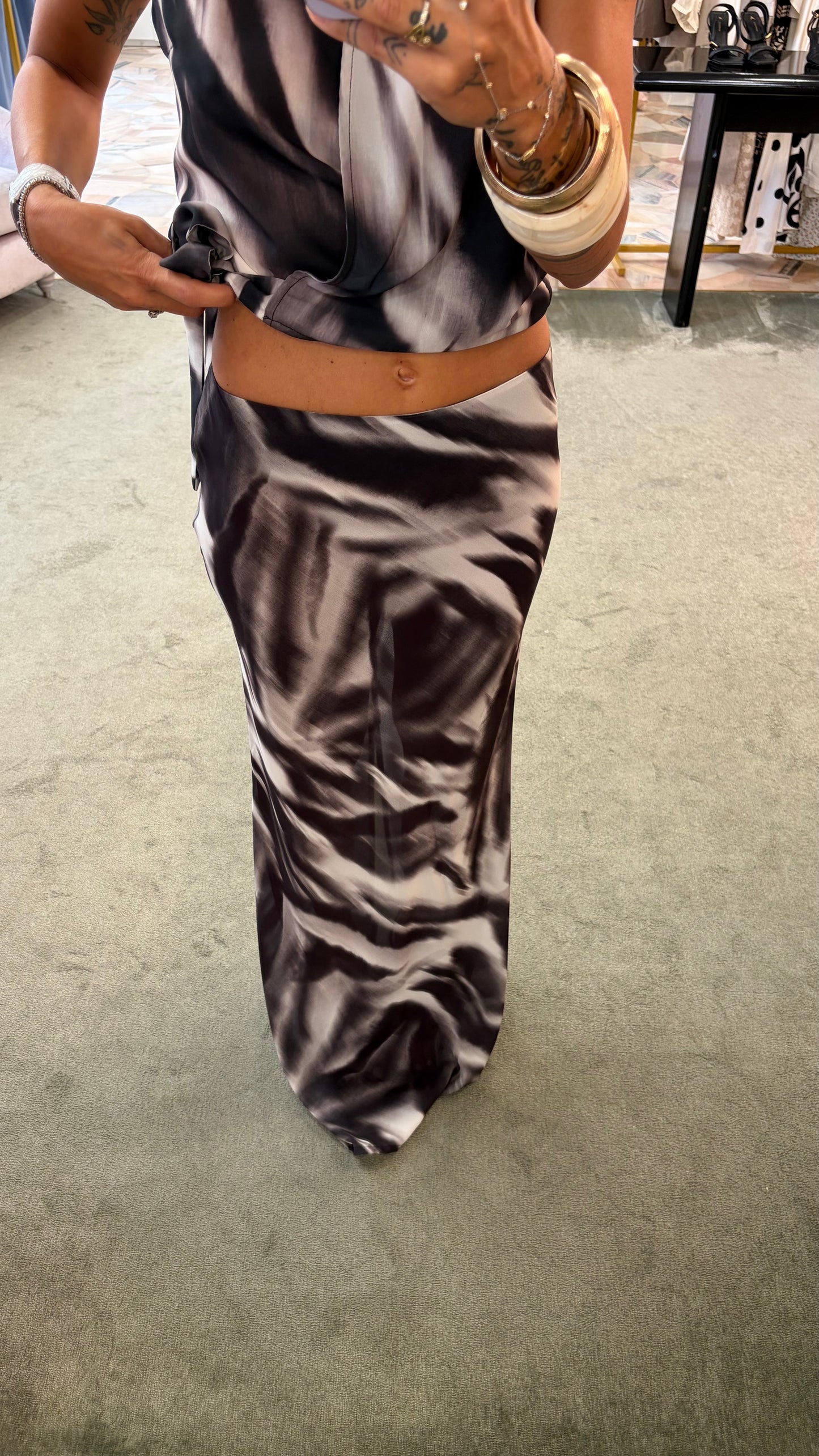 Gonna lunga gisel MAR DE MARGARITAS nera tie-dye