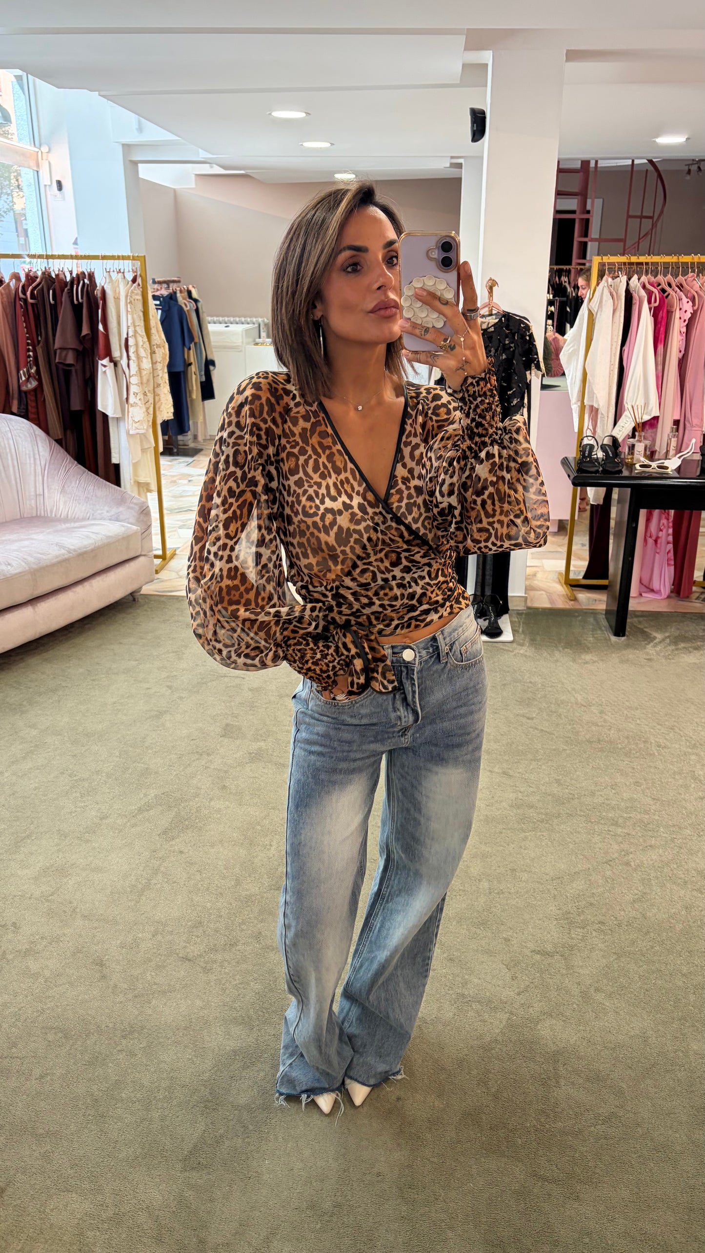 Camicia leopardata con fusciacca mq
