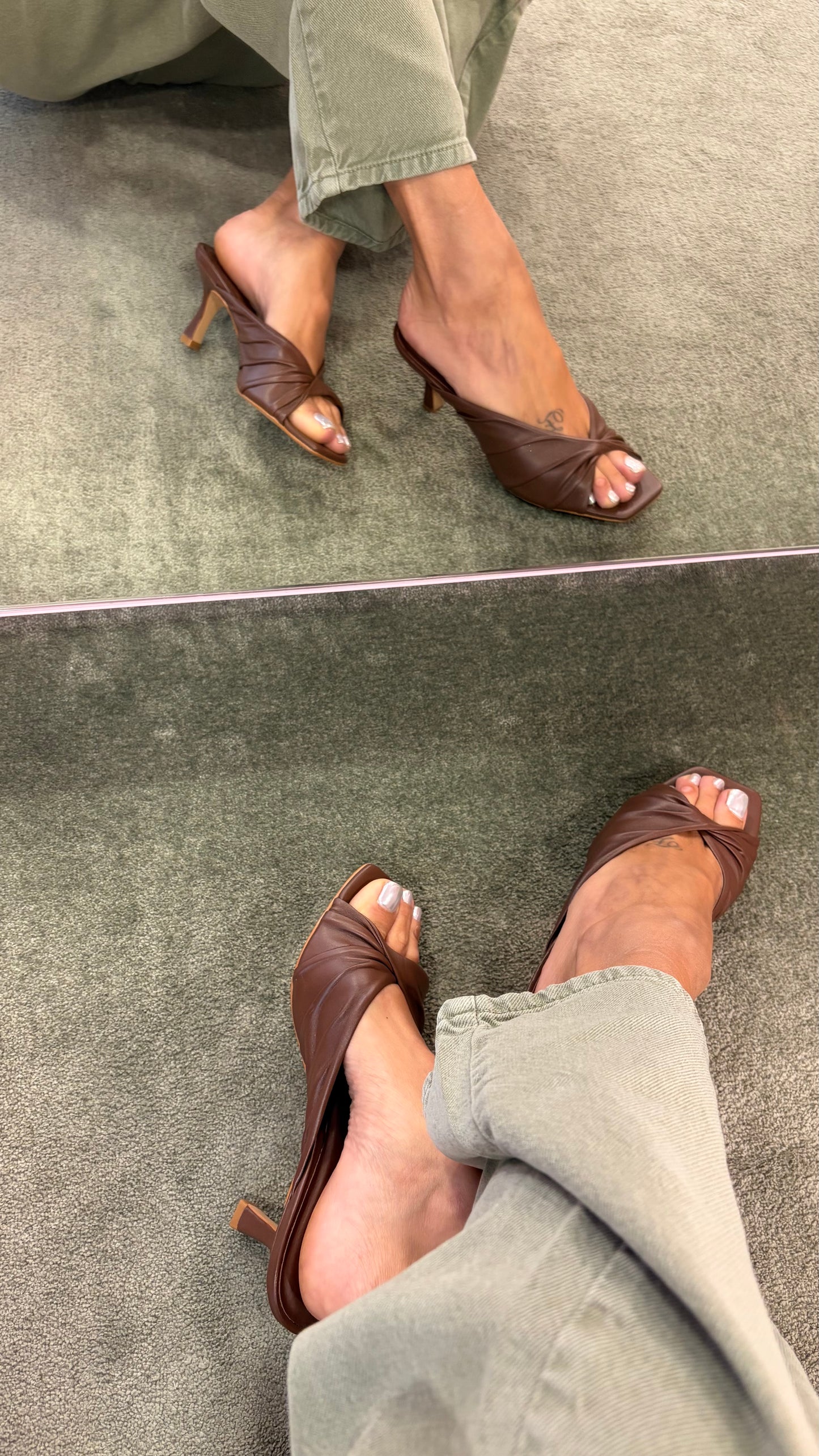 Ciabattina mules cioccolato con nodo