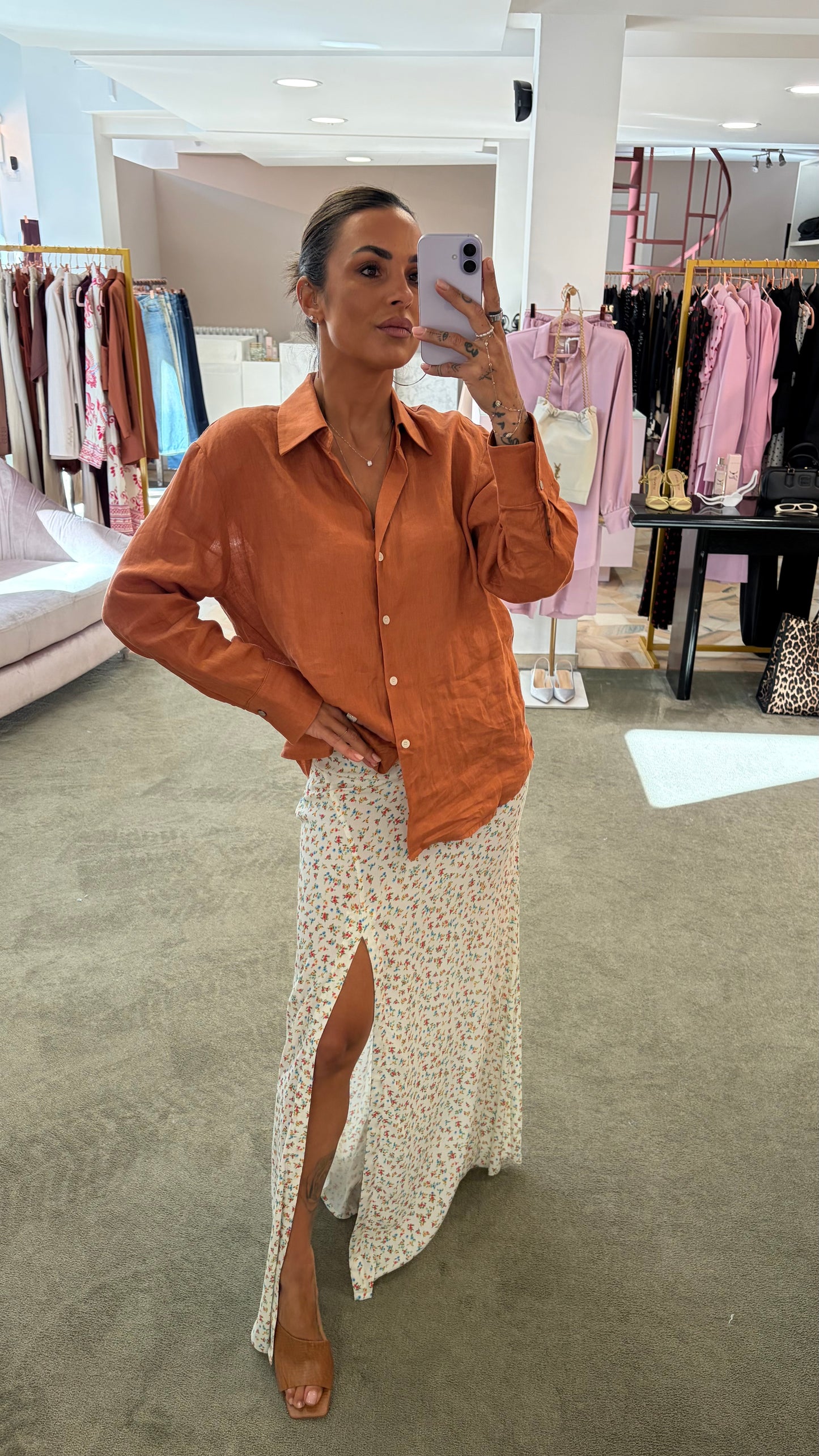 Gonna lunga anita MAR DE MARGARITAS bianca e fiorellini con spacco