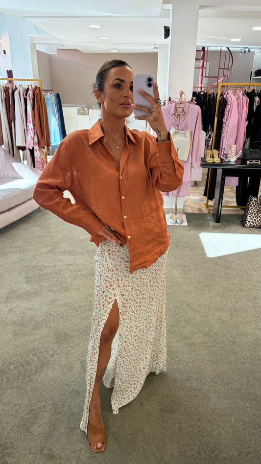 Gonna lunga anita MAR DE MARGARITAS bianca e fiorellini con spacco