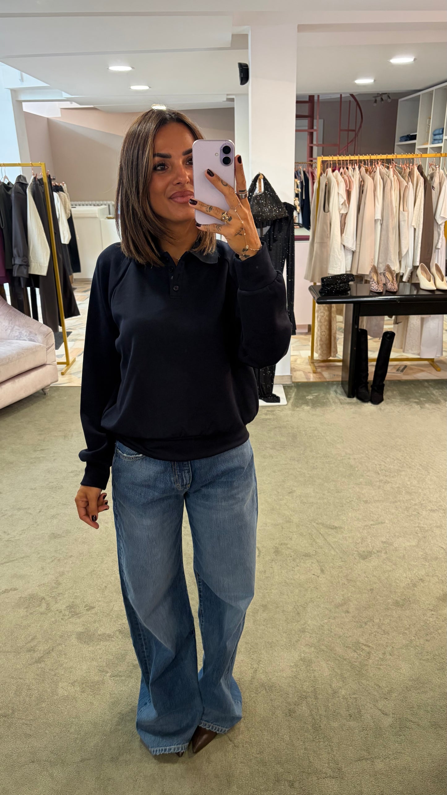 Polo blu notte bordeaux in modal sy