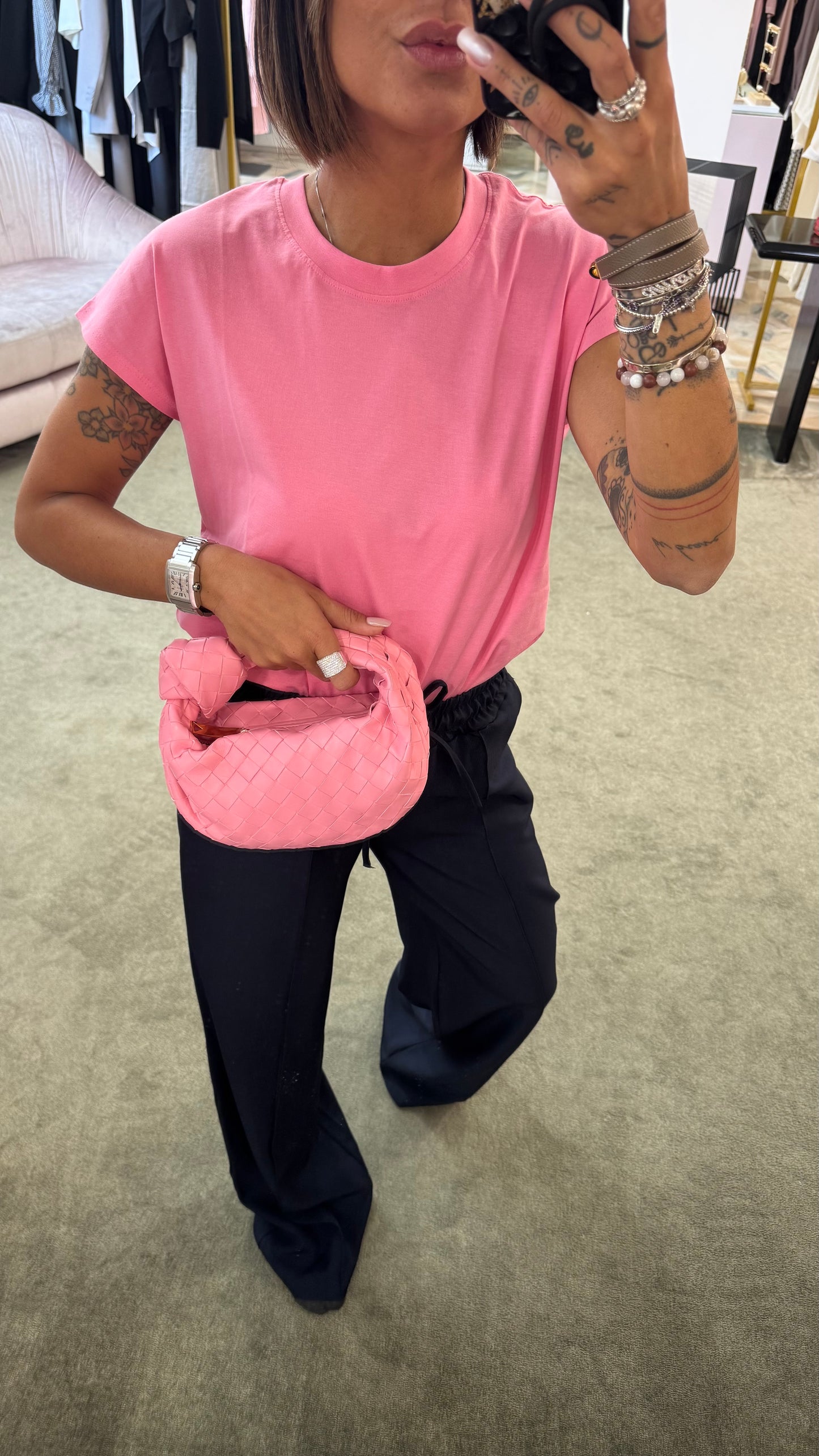 T-shirt rosa manica scesa jx
