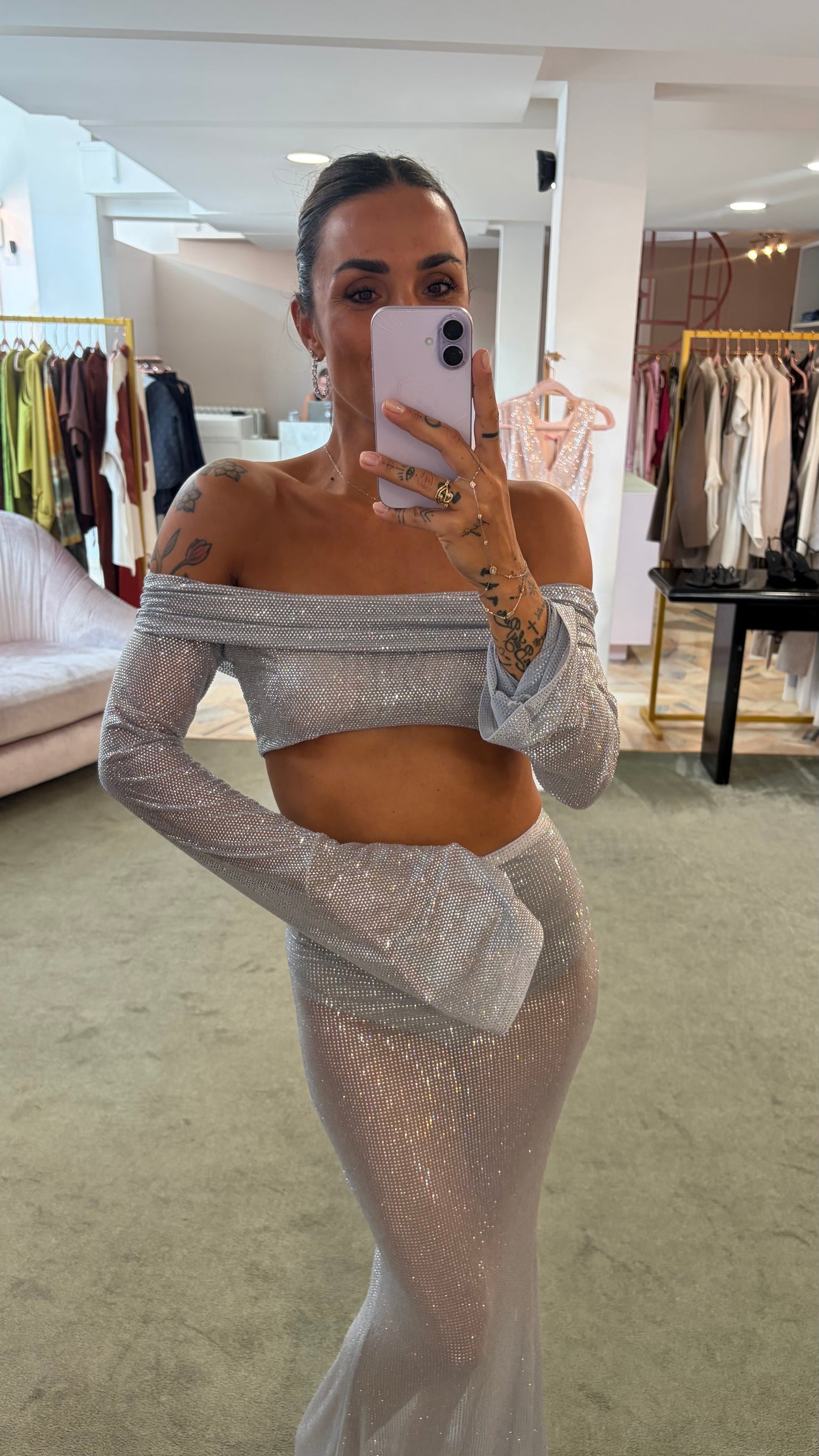 Top a fascia argento crystal tw