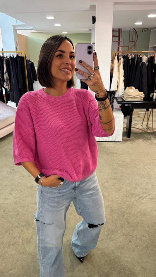 Maglione rosa costa inglese mezza manica jx