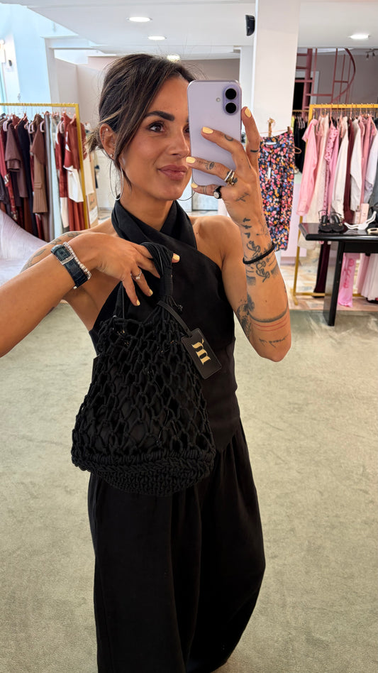 Borsa media nera crochet rete Matinée