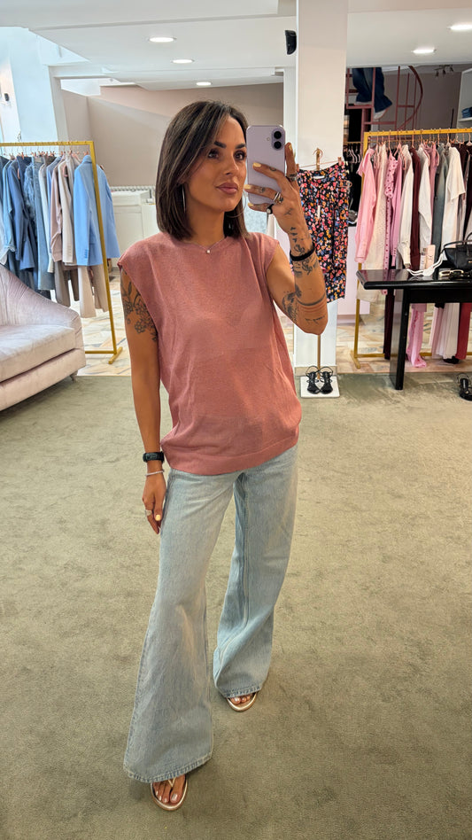 Canotta rosa lurex girocollo ay