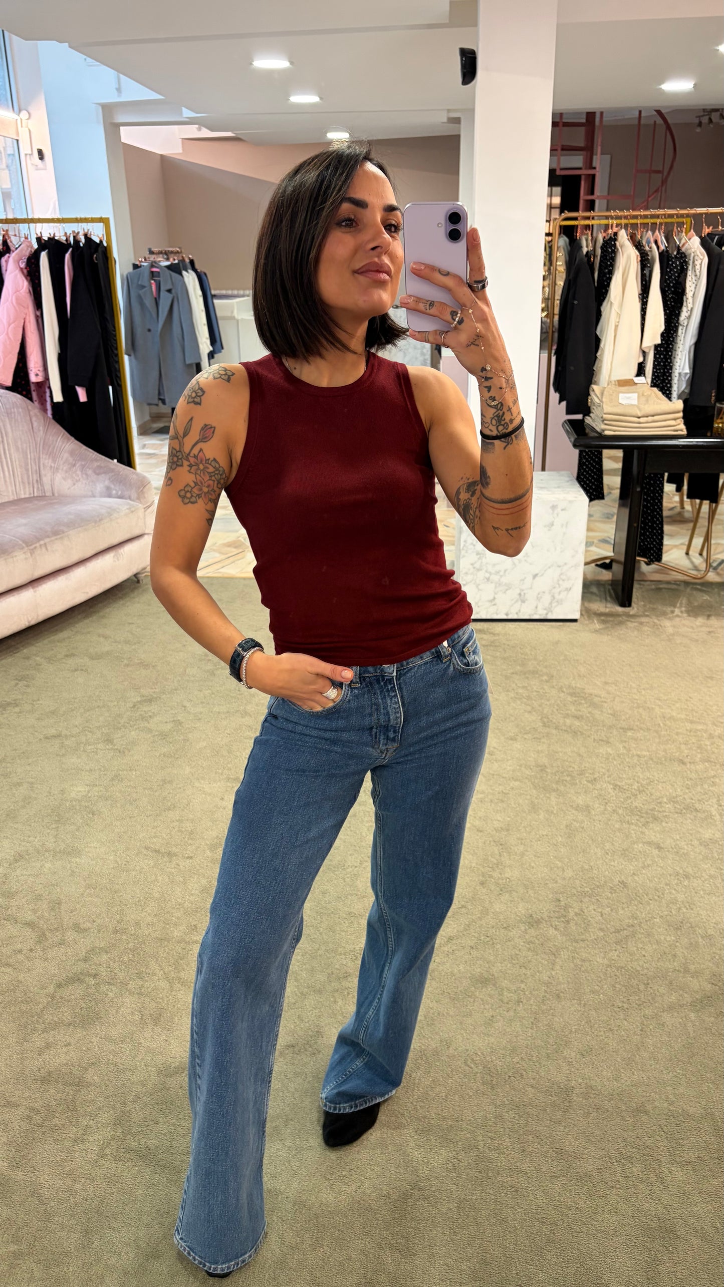 Canotta in maglia bordeaux jx