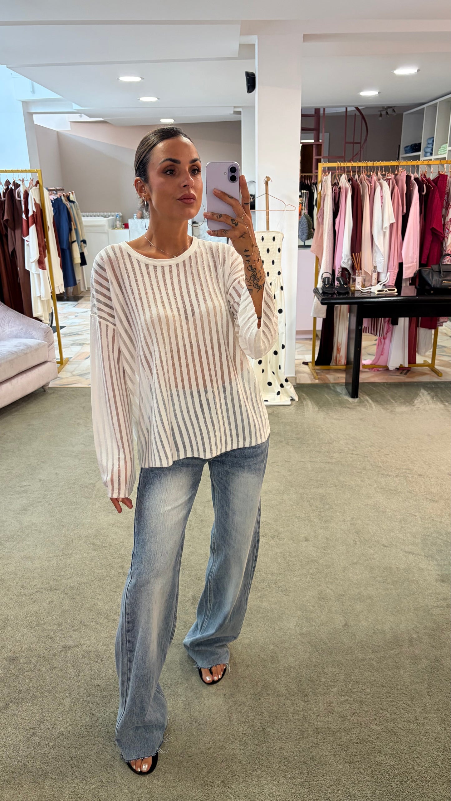 Jeans denim stonewashed wide leg dritto taglio vivo gl lulu