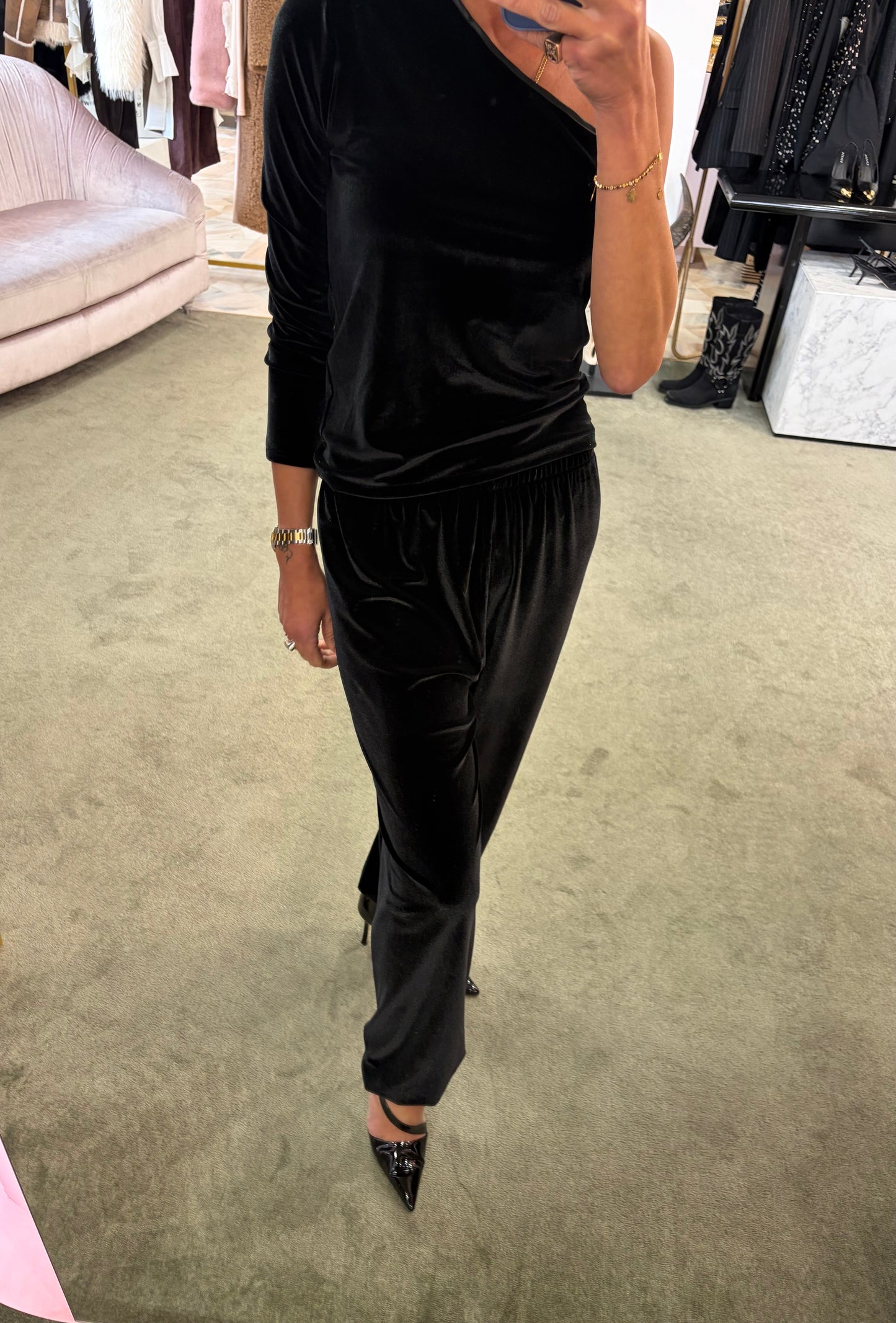Pantaloni joggers neri in velluto mq