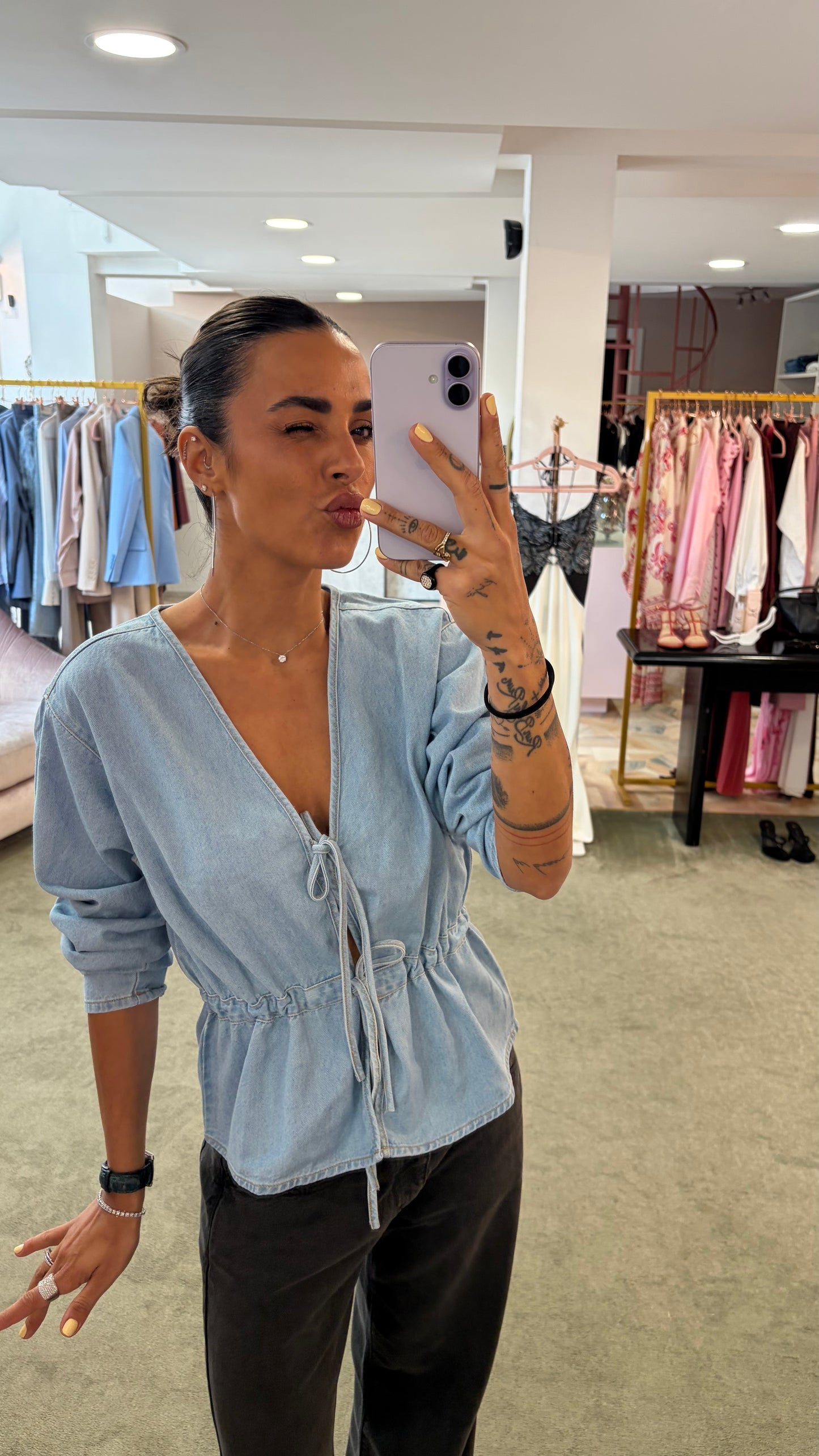 Camicia giacchino  in jeans con fiocchi jx
