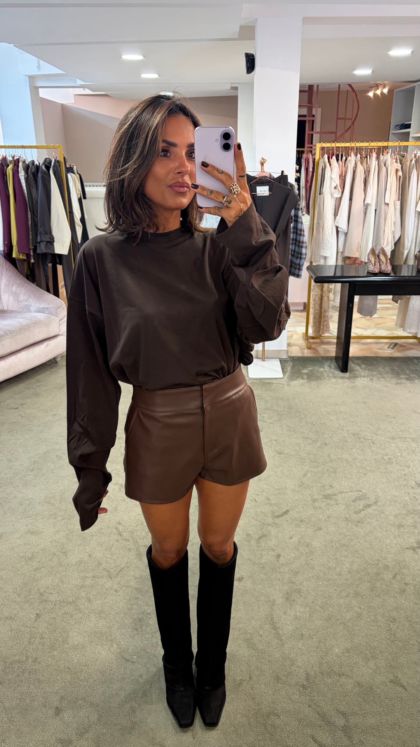 Shorts ecopelle marroni ks