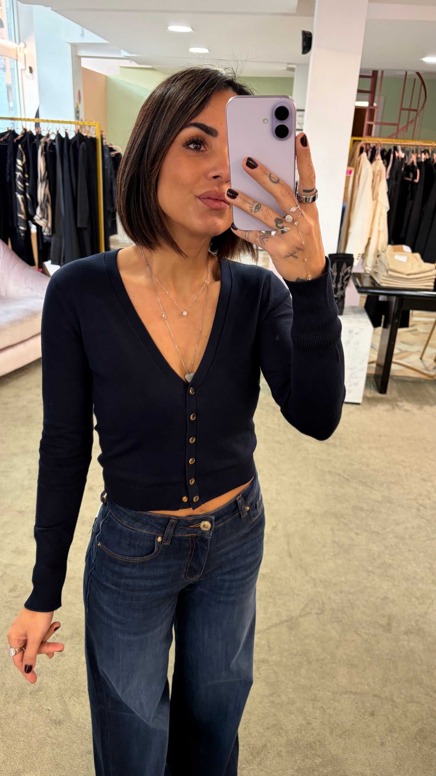 Cardigan mini  blu notte in viscosa fr