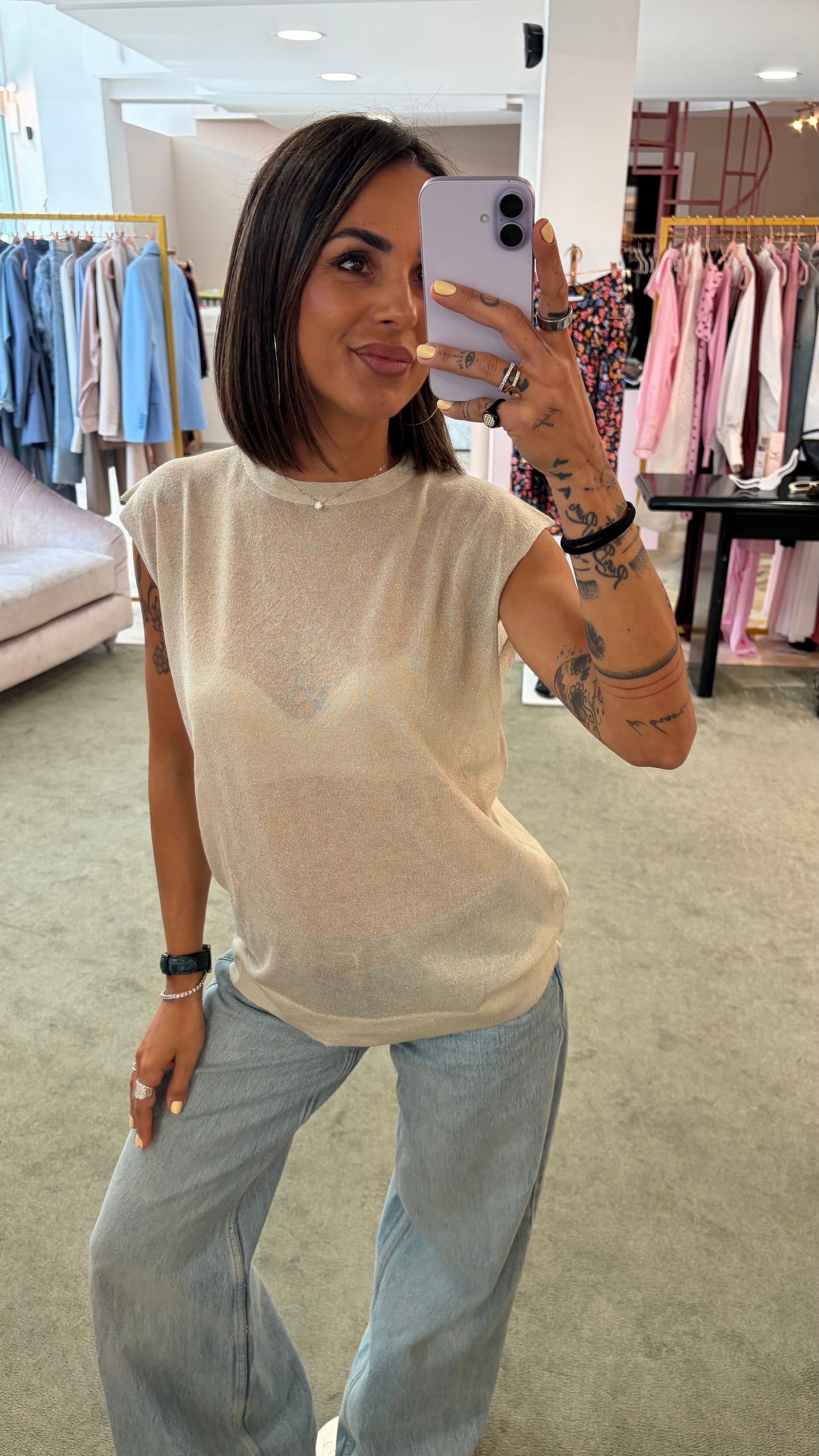 Canotta oro lurex girocollo ay