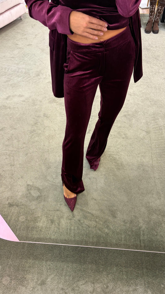 Pantaloni bordeaux in velluto con spacco Don't@Me