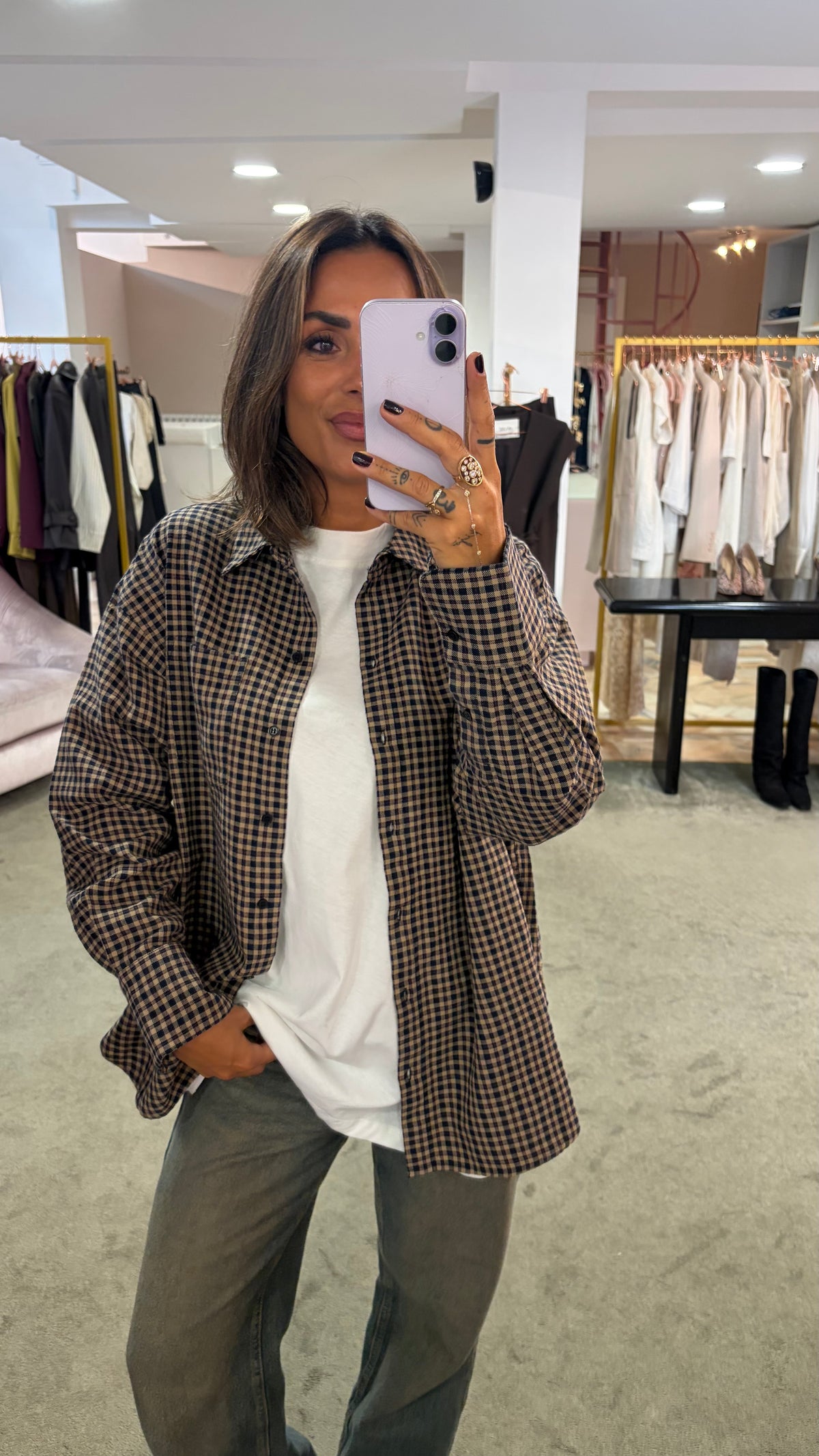 Camicia a quadri marrone jx