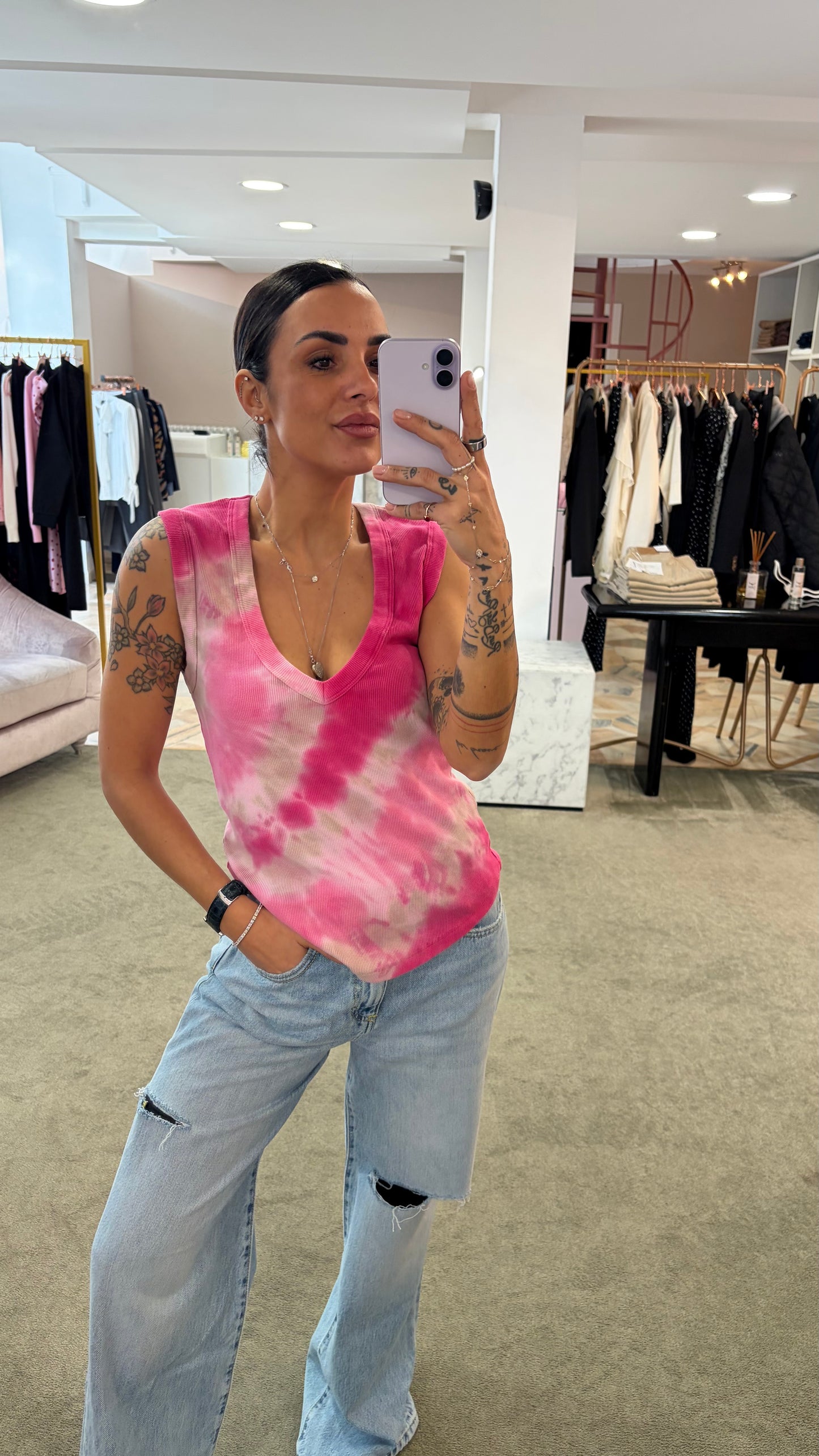 Canotta rosa tie-dye Don't@Me