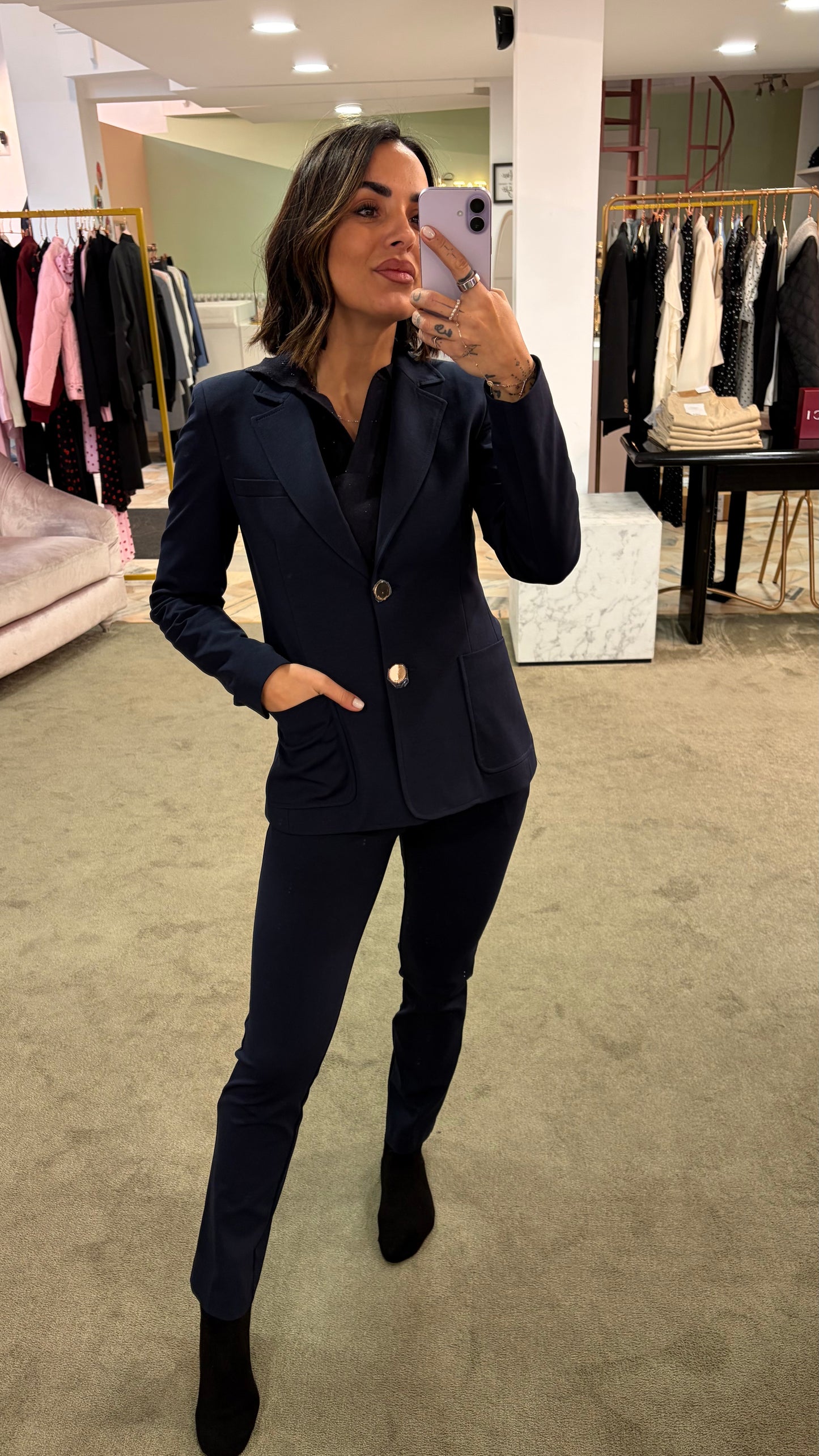 Pantaloni blu notte sigaretta punto milano fr pe26