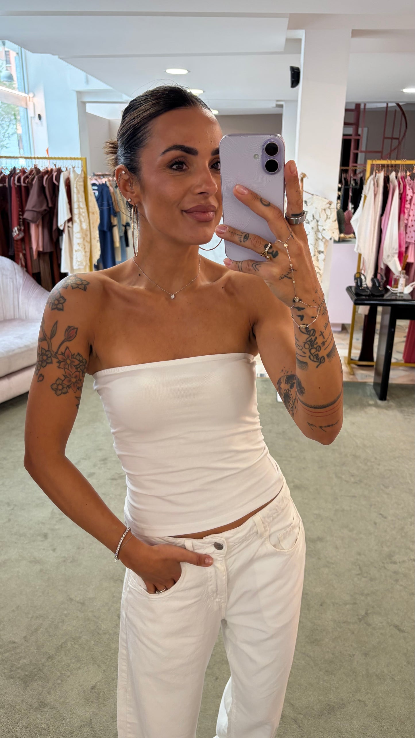 Top a fascia bianco jx