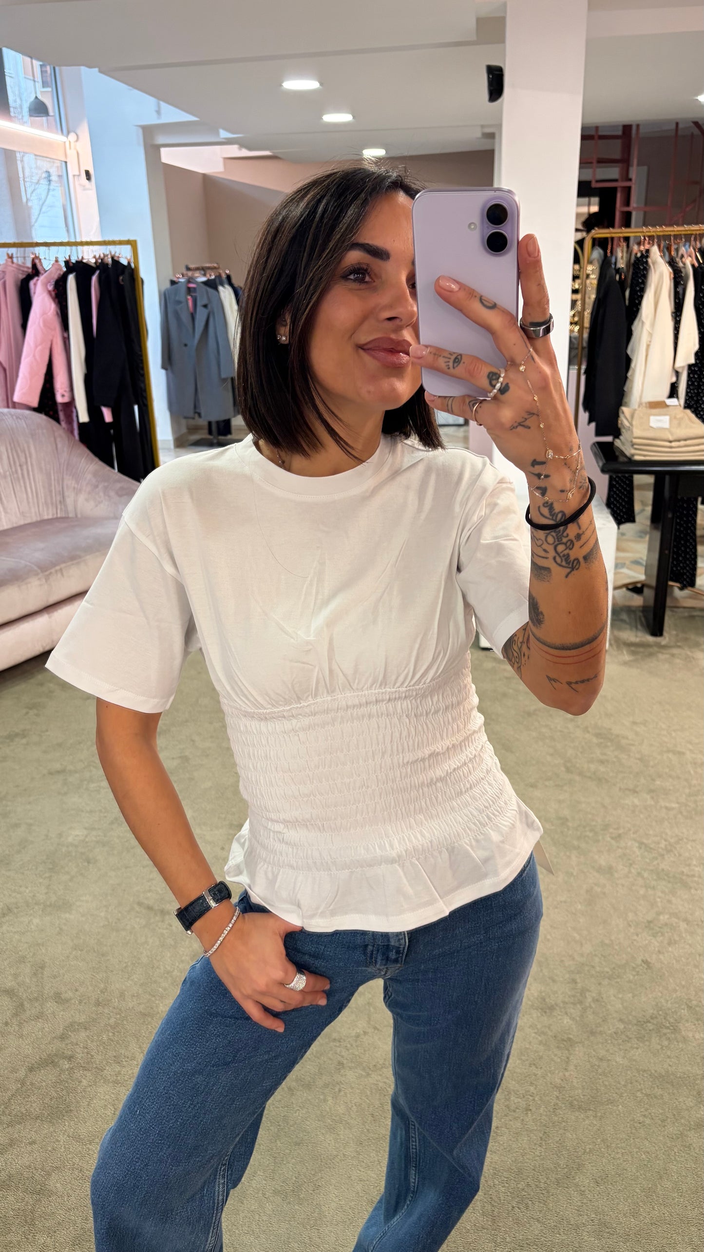 T-shirt bianca bustier jx