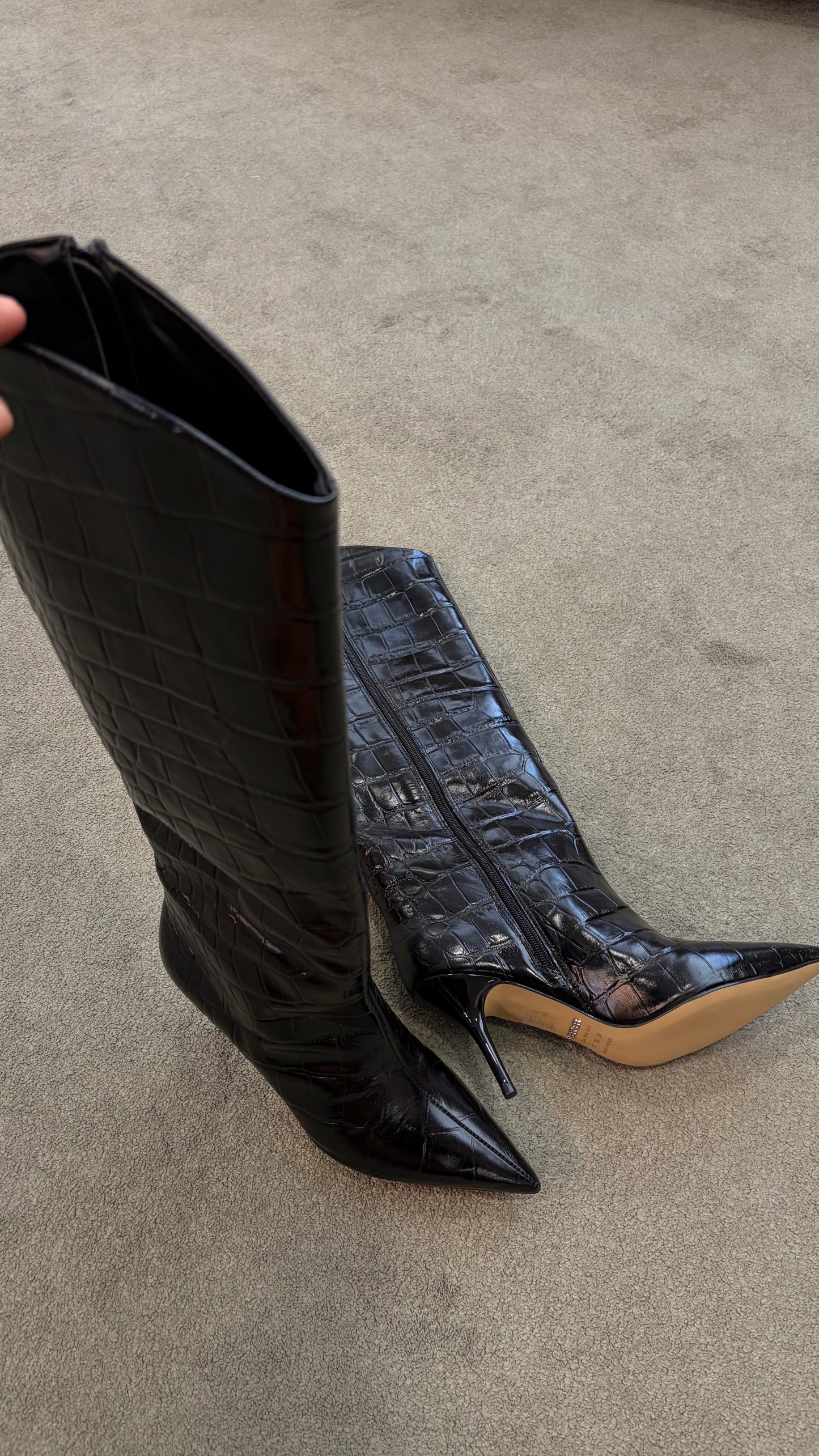 Stivale nero in pelle crocco wr