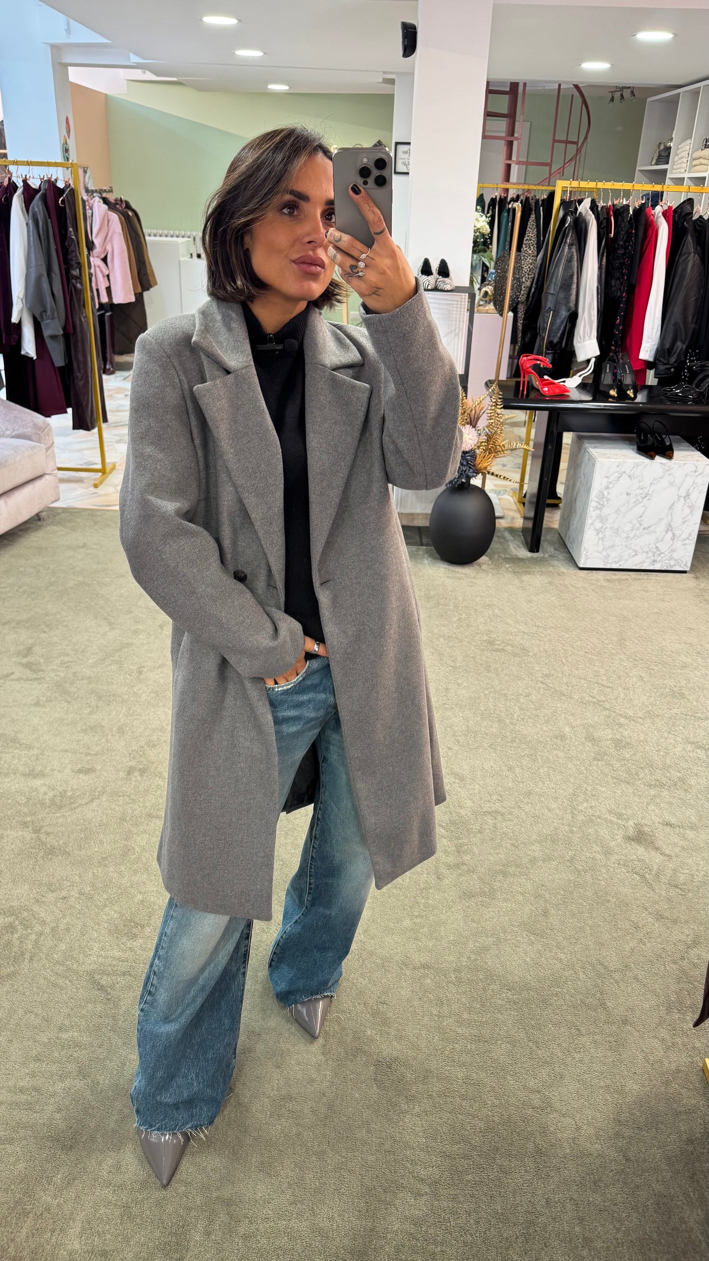 Cappotto grigio midi jx