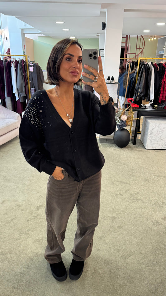 Cardigan nero con pietre bj