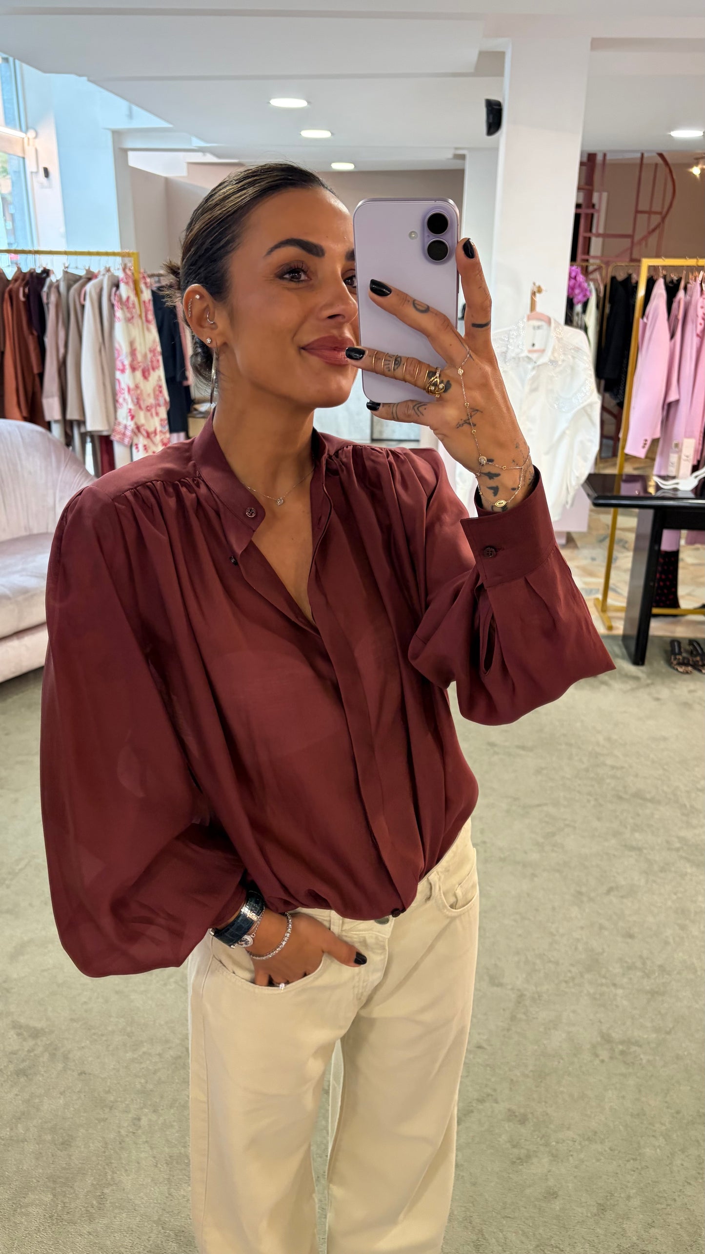 Camicia bordeaux scollo coreana Marsem