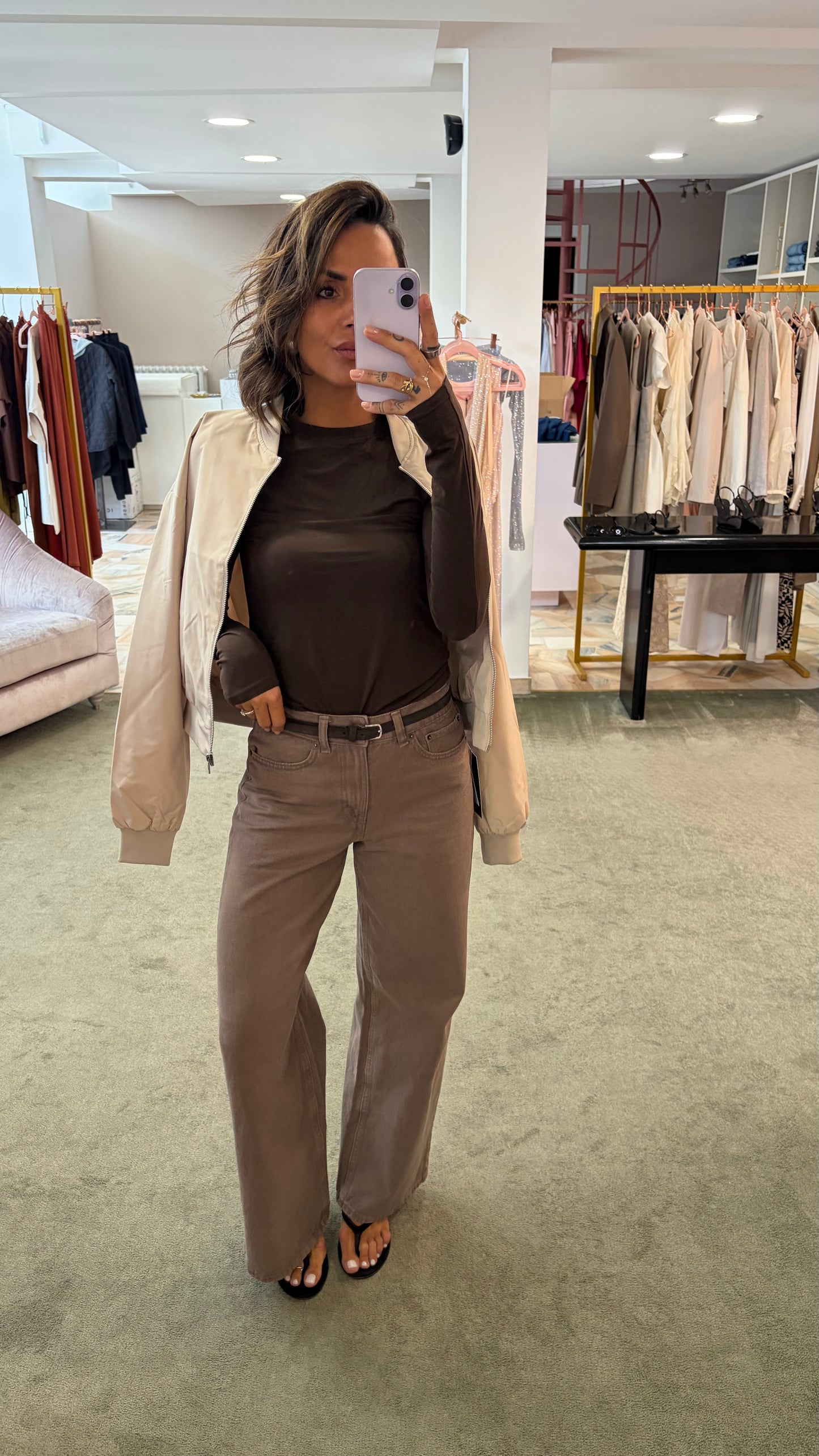 Cintura slim marrone in suede sl