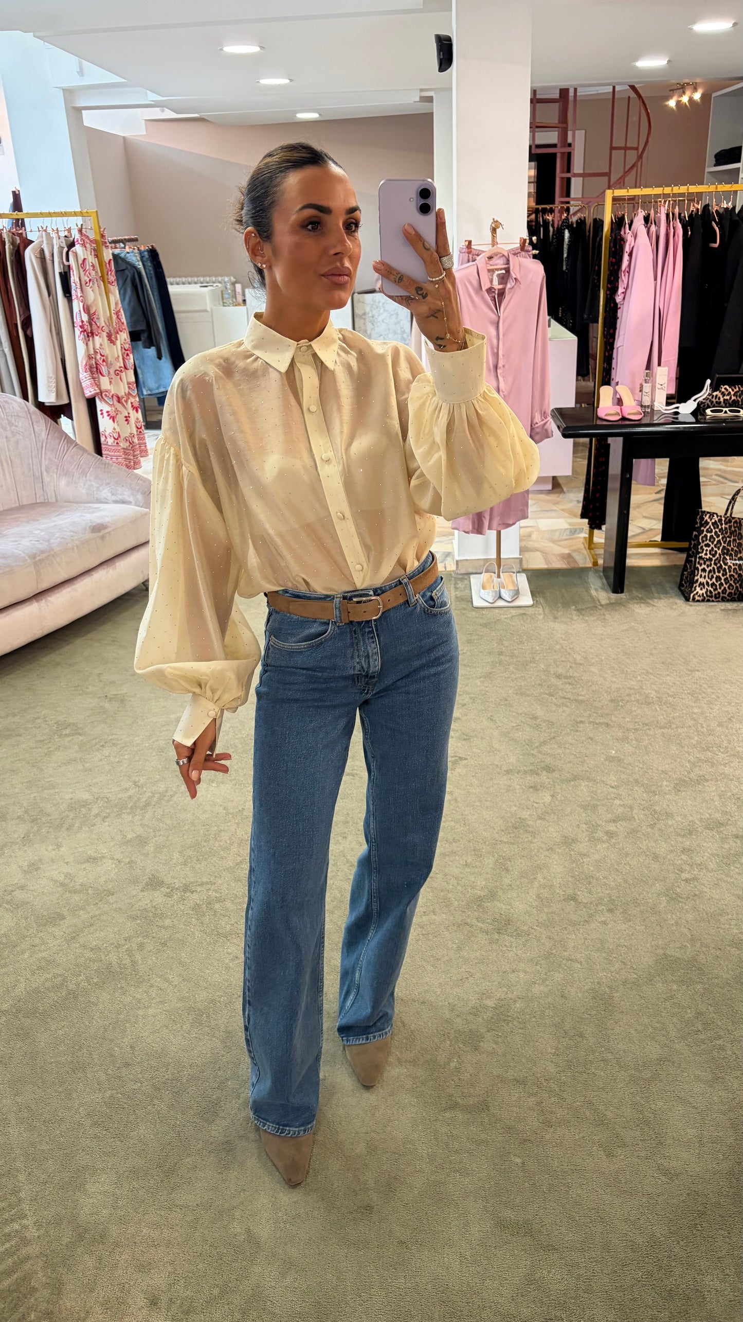 Camicia avorio  con cristalli Actualee