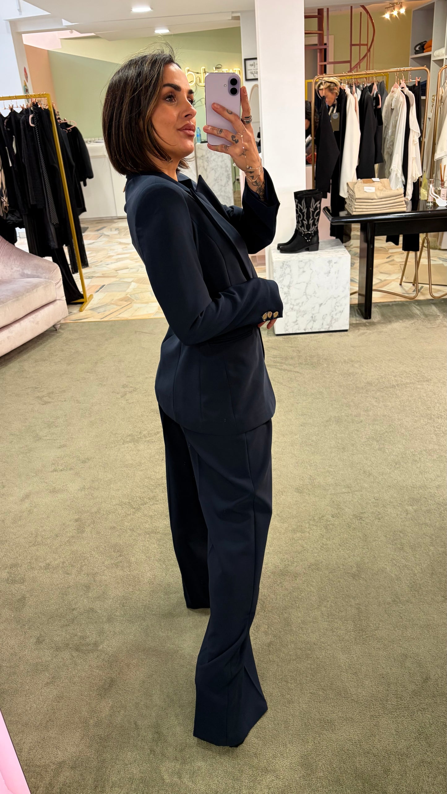 Blazer blu notte lungo regular un bottone oro fr pe26