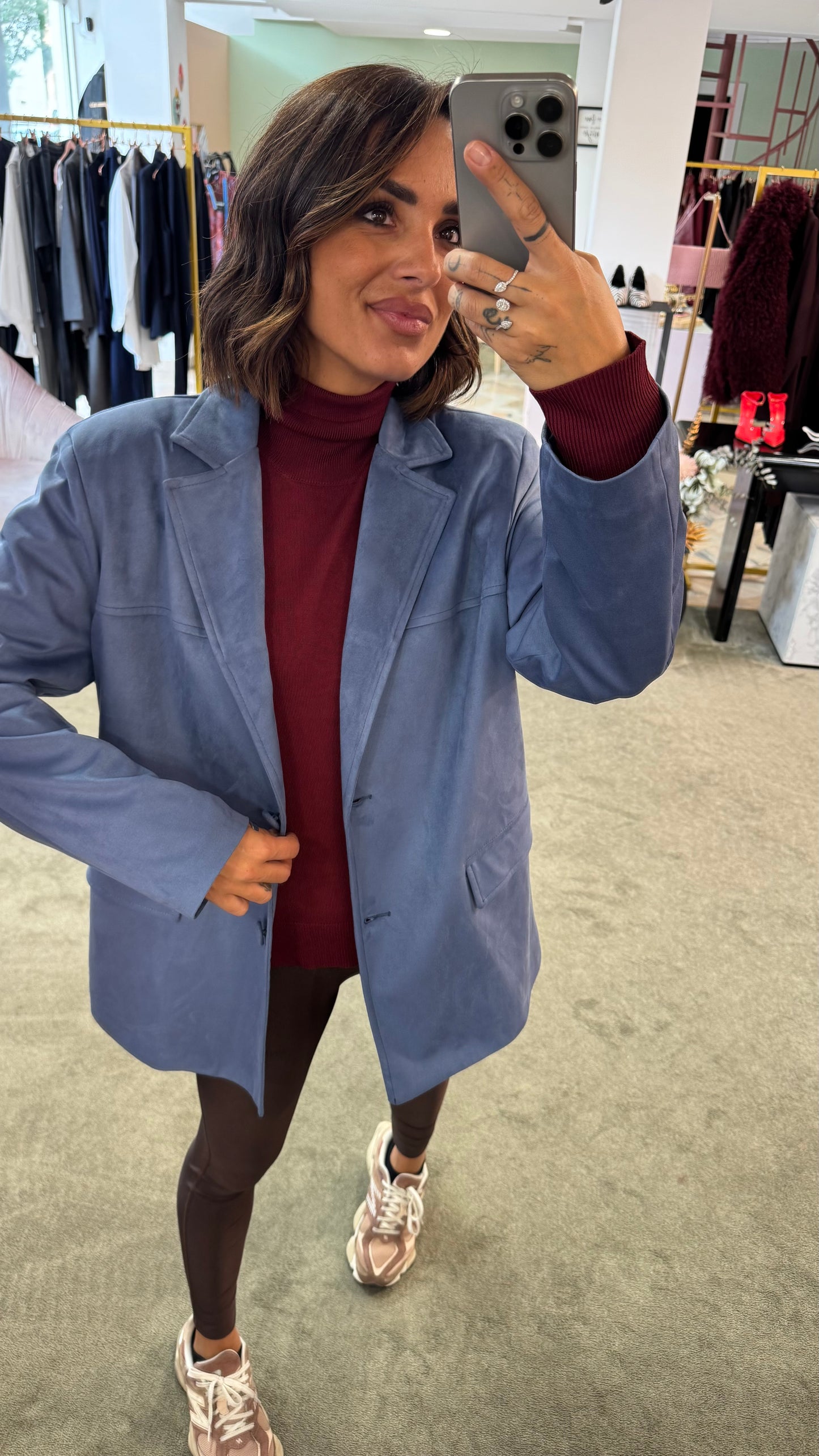 Blazer over celeste scamosciato ks