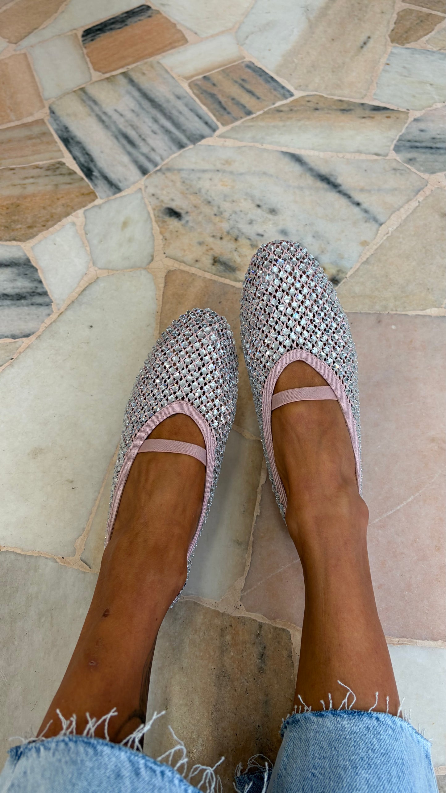 Ballerina rosa in rete crystal