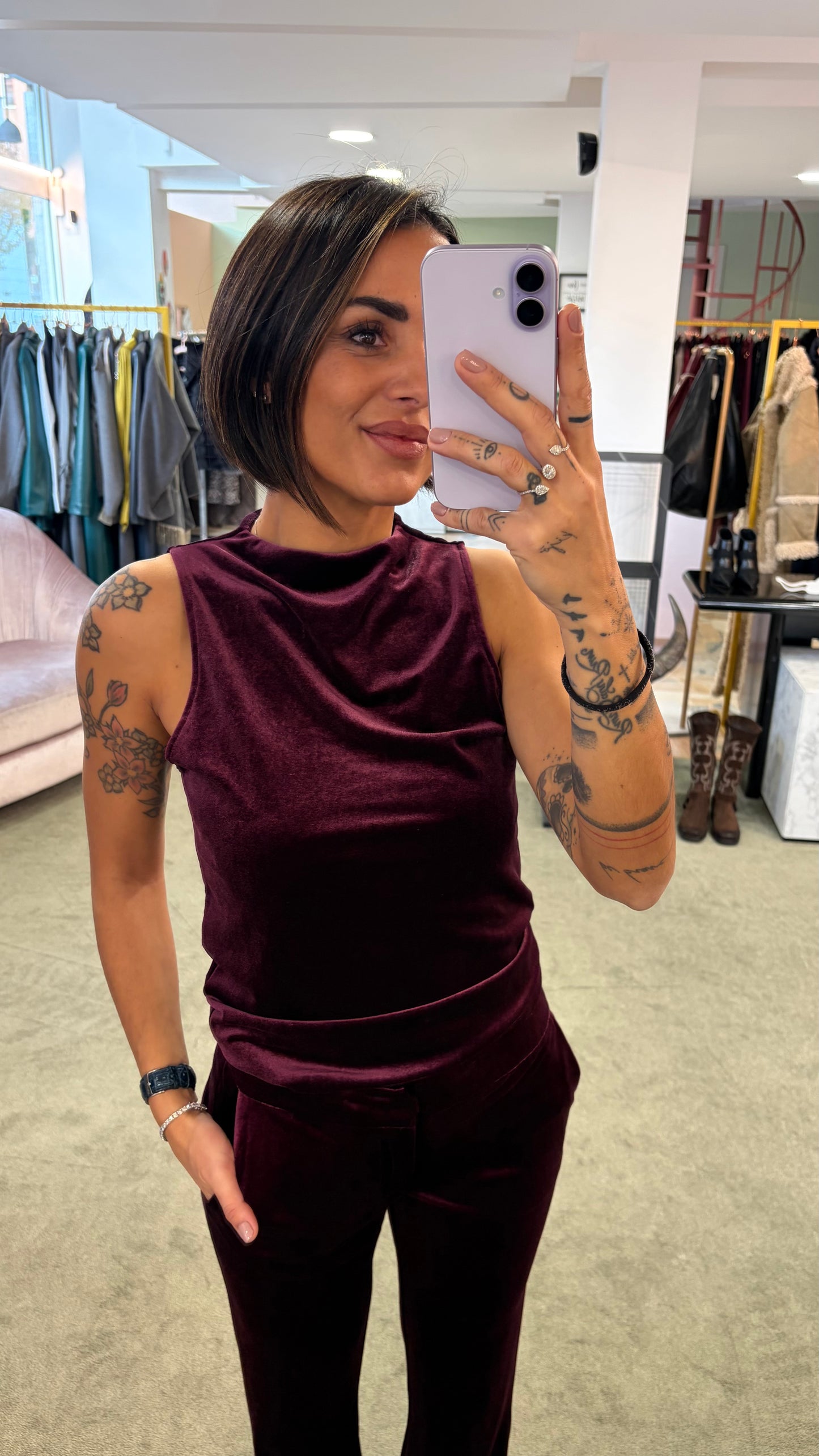 Canotta bordeaux in velluto Don't@Me