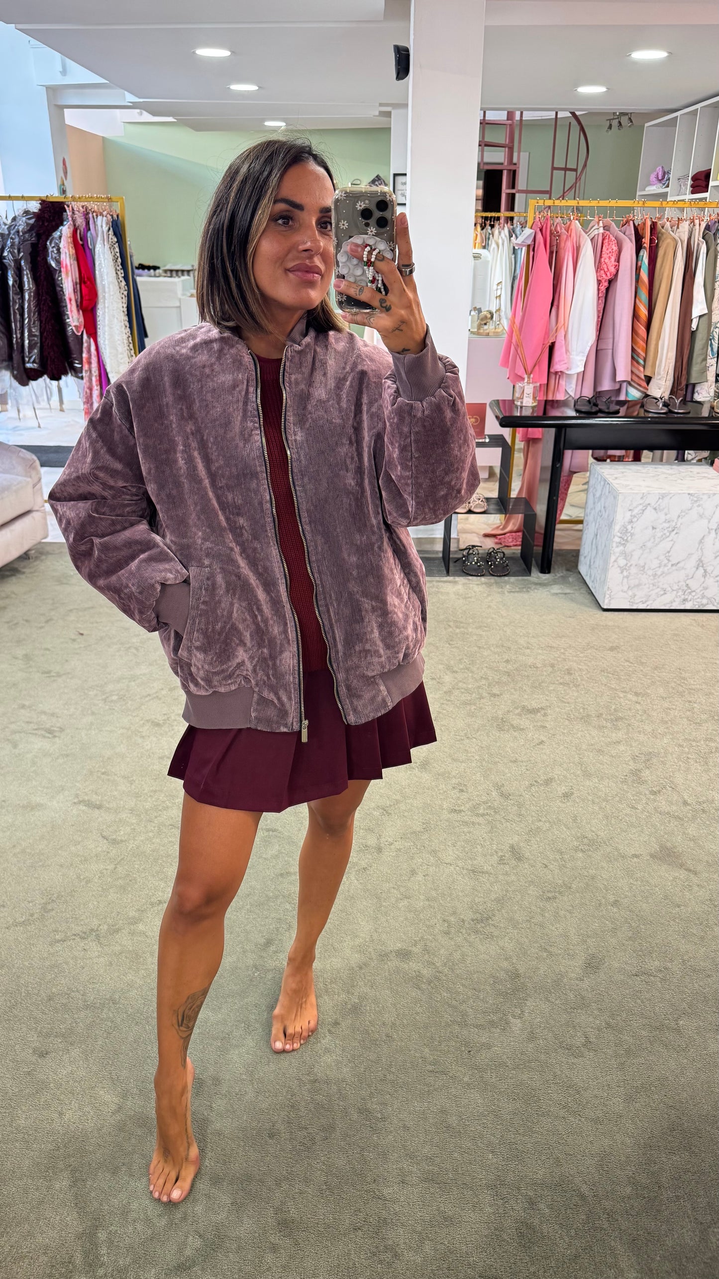 Bomber lilla in denim floccato Don't@Me