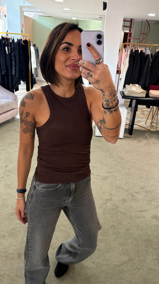 Canotta cioccolato a costine Me Fui