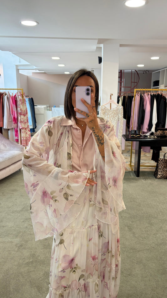 Coprispalle camicia lamè fiori con volant Actualee