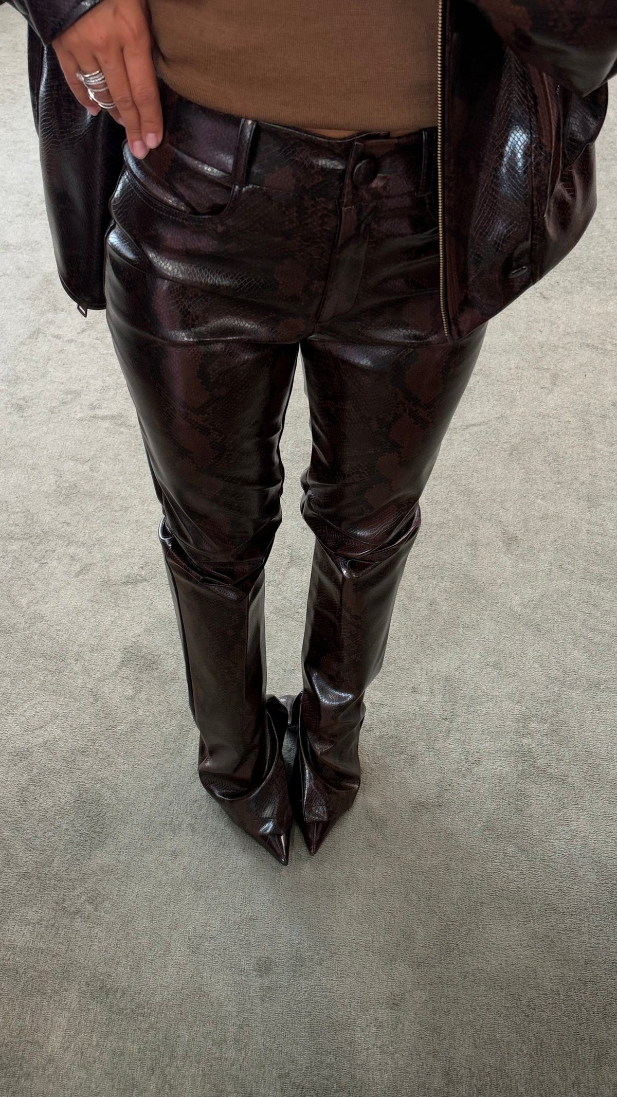 Bomber pitonato marrone in ecopelle Actualee