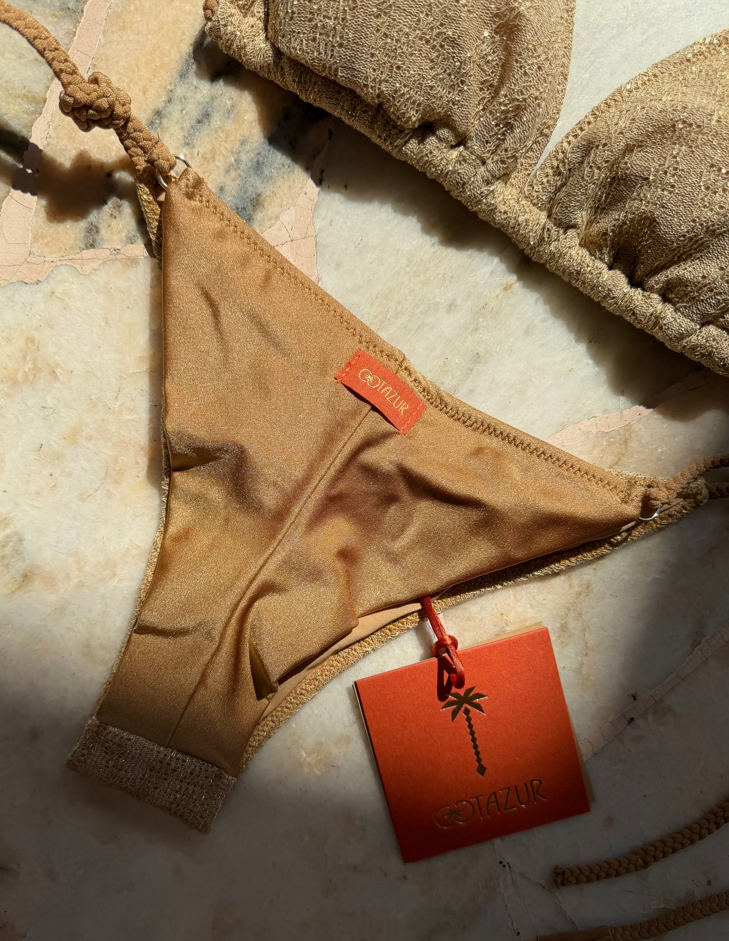Bikini triangolo in maglia oro lurex Cotazur