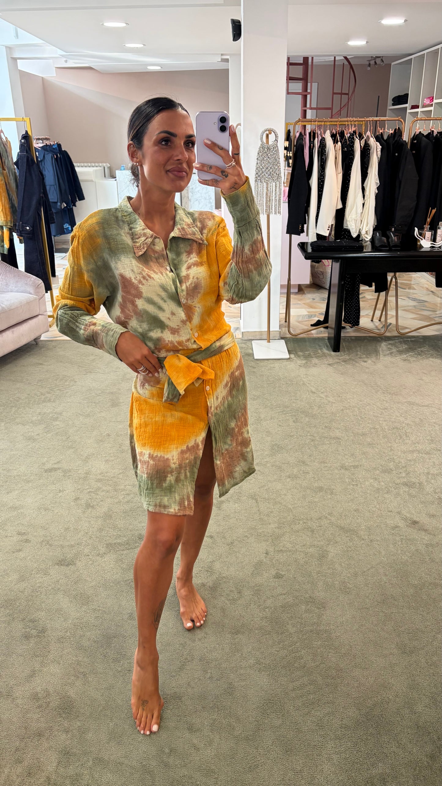 Abito giallo verde tie-dye in garza Don't@Me