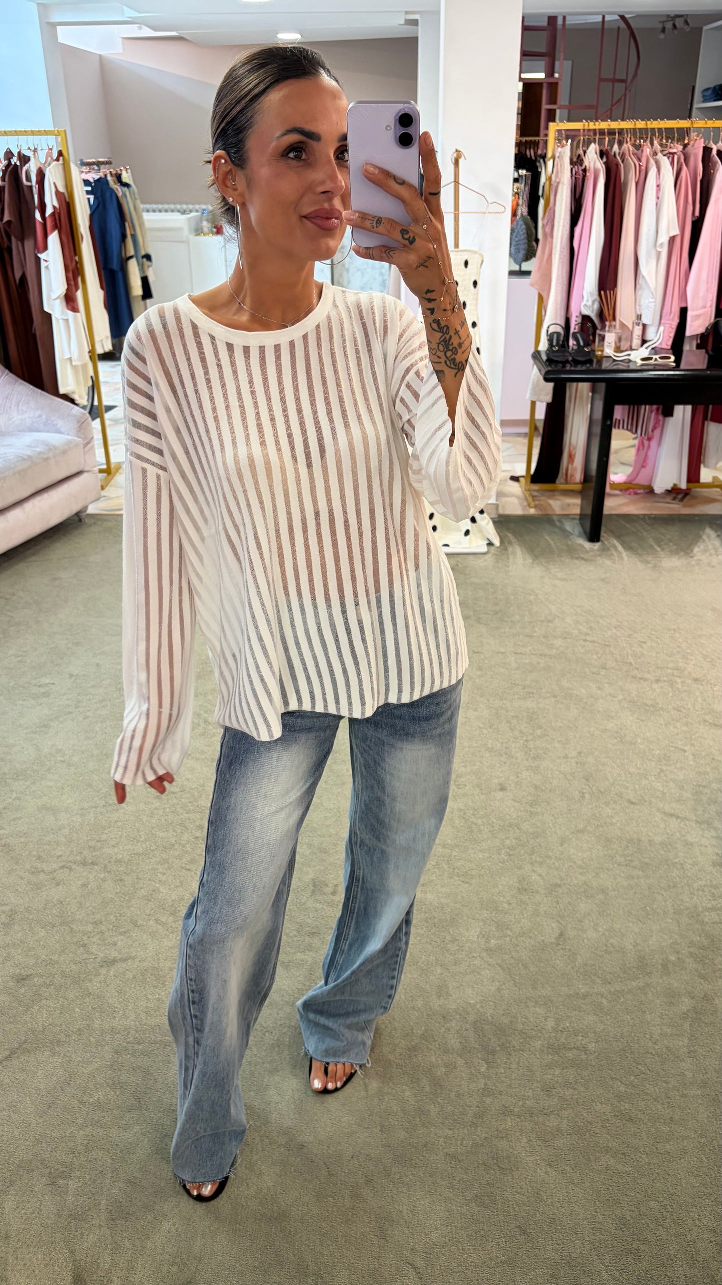 Jeans denim stonewashed wide leg dritto taglio vivo gl lulu