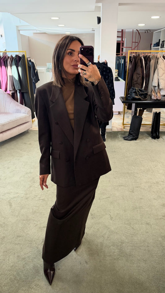 Blazer marrone over moro doppiopetto Marsem