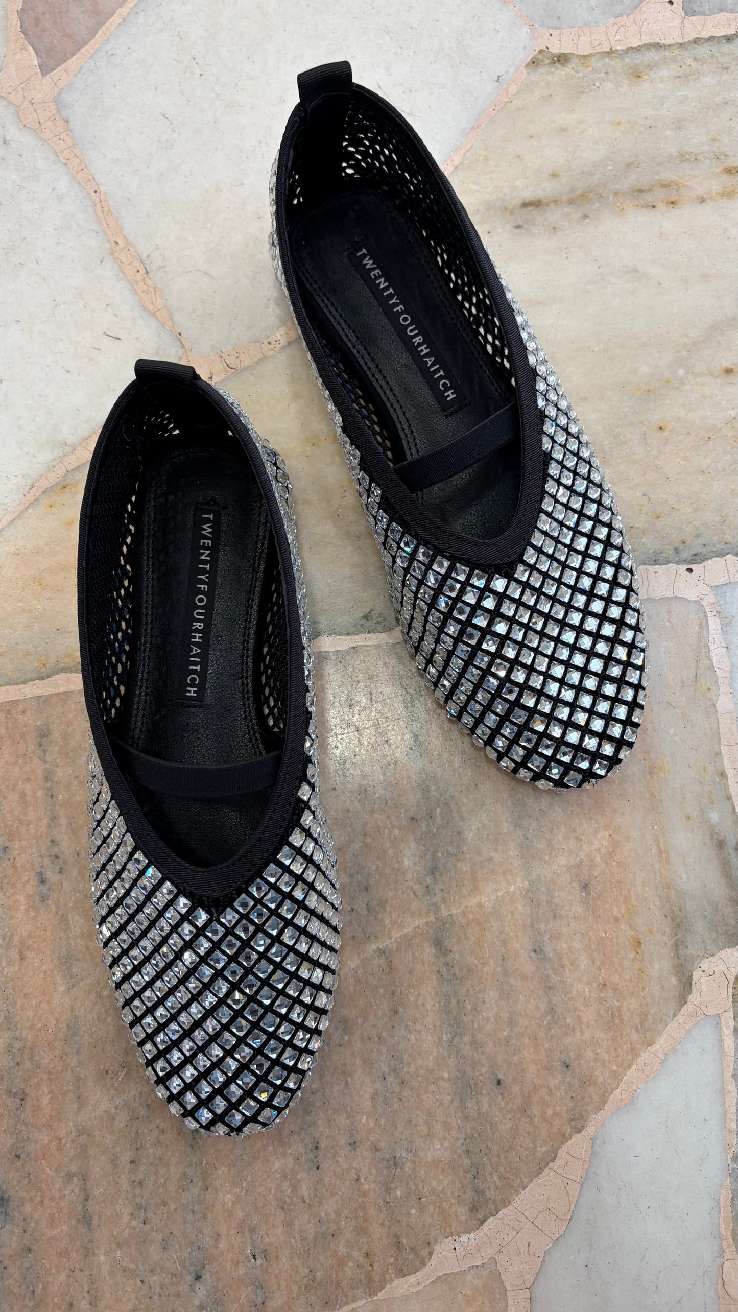 Ballerina nera in rete crystal