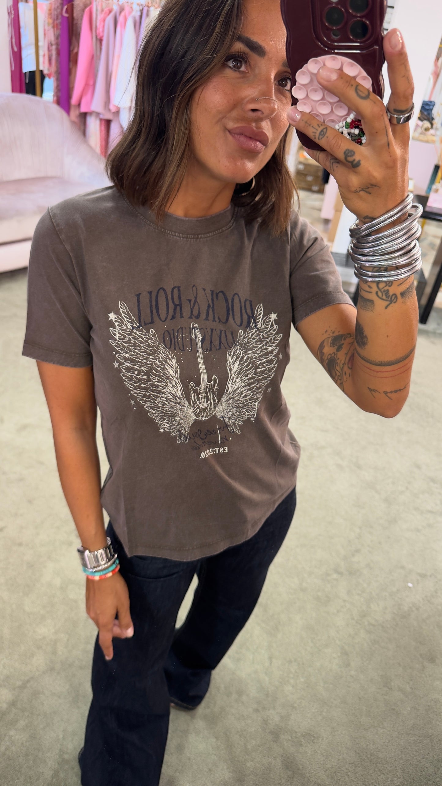 T-shirt marrone rock & roll jx