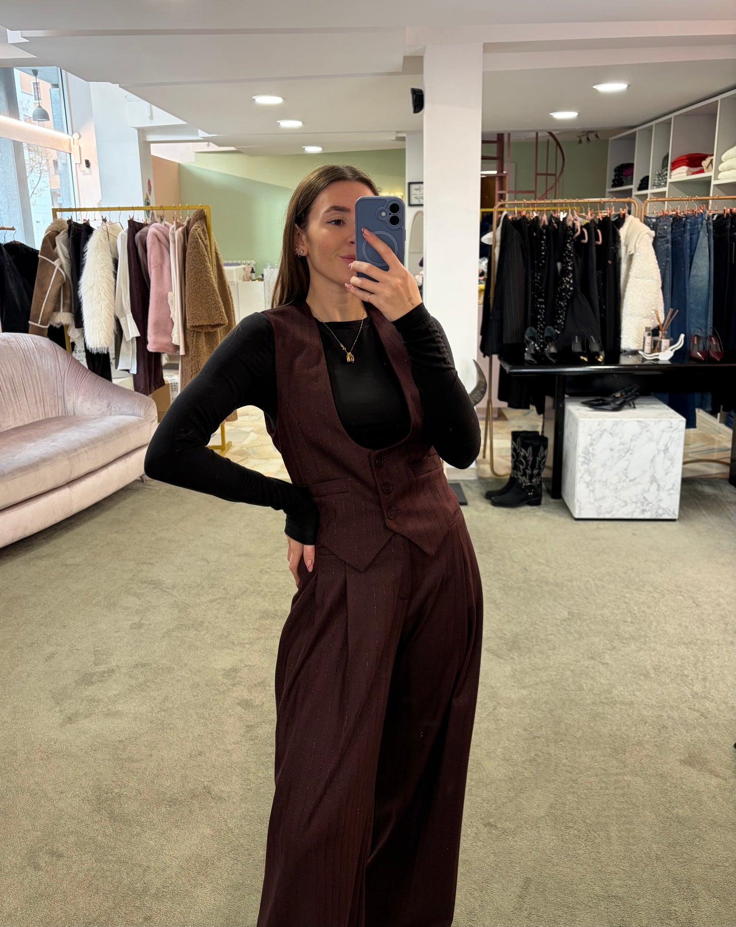 Gilet agata MAR DE MARGARITAS bordeaux gessato