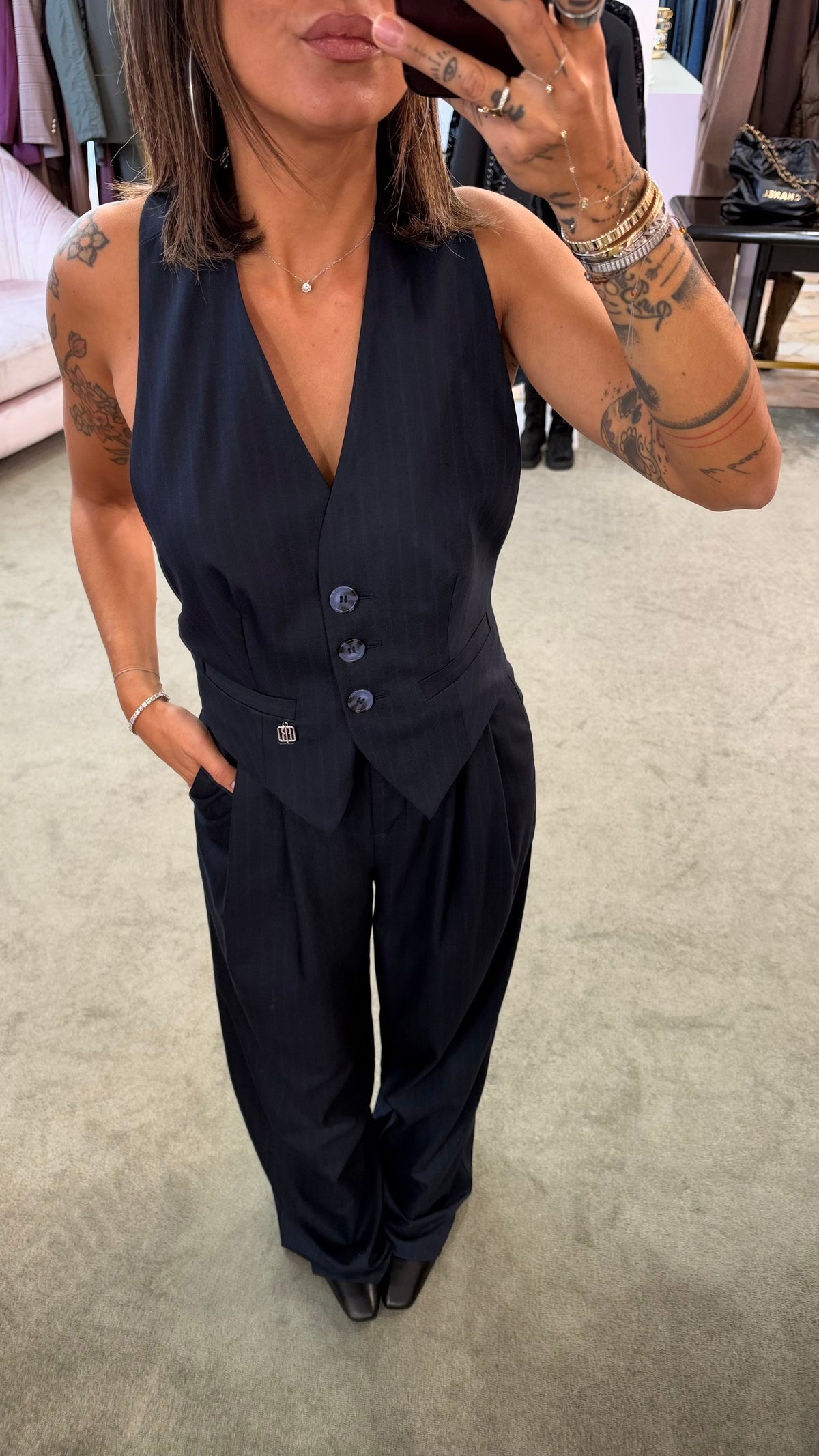 Jumpsuit blu gessata fr