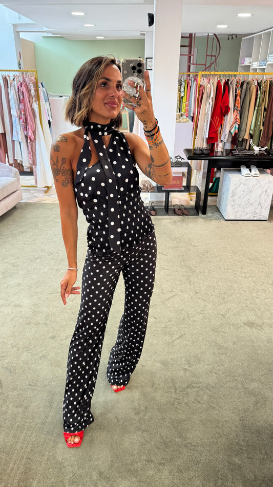 Pantaloni neri a pois a zampa ep