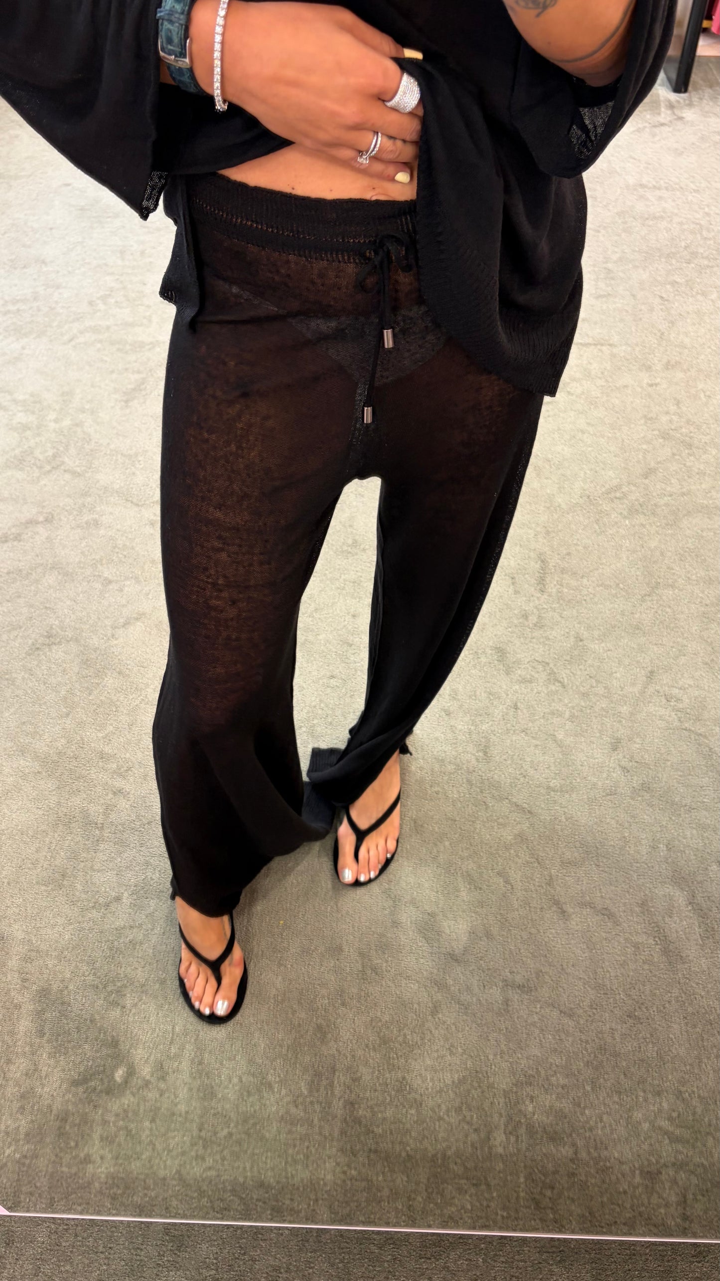 Pantaloni neri in lino fy